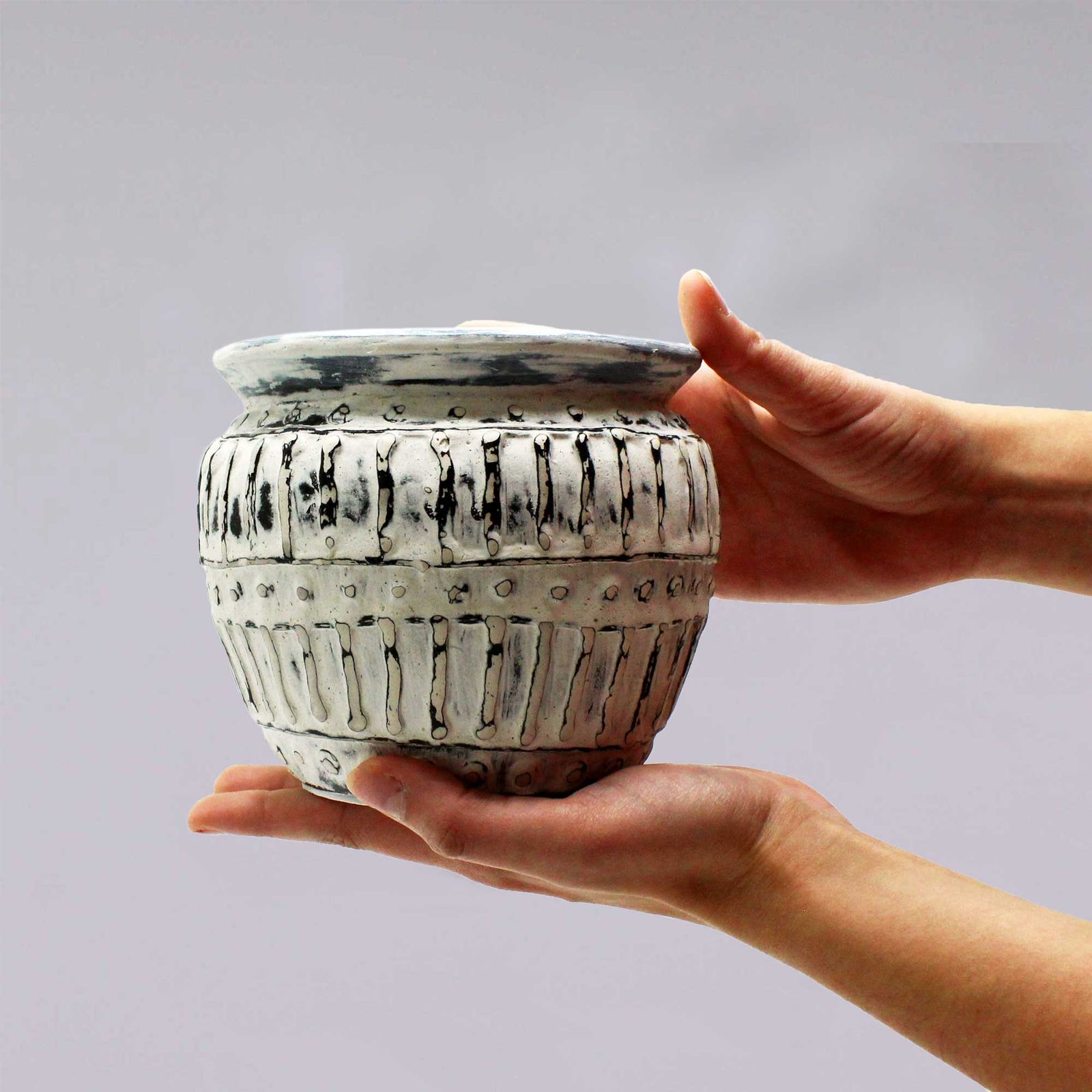 Macetero de arcilla griega - Crema 12cm - Imagen 2