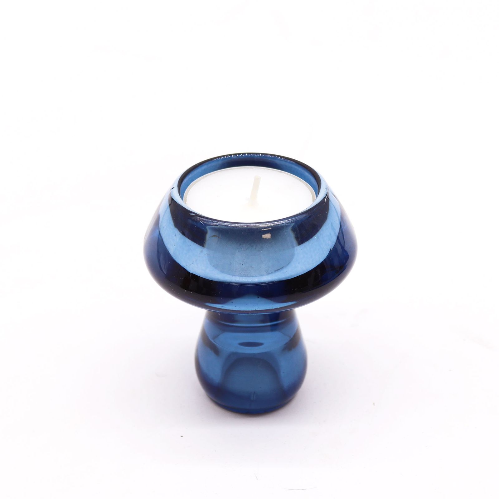 Portavelas reversible con diseño de seta para cena / vela de té - Azul real - Imagen 2