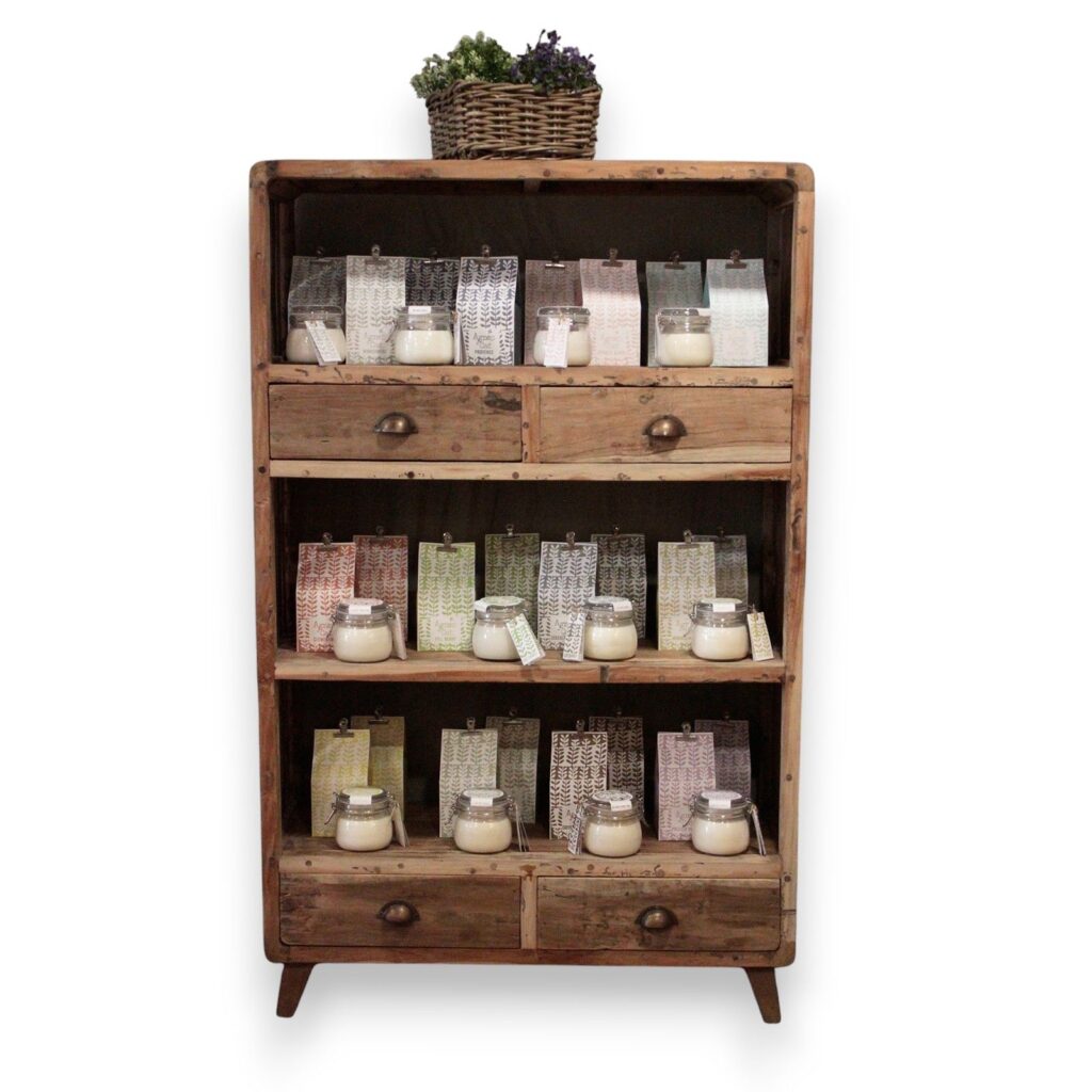Exhibidor de estante - Madera reciclada - 100x40x160cm