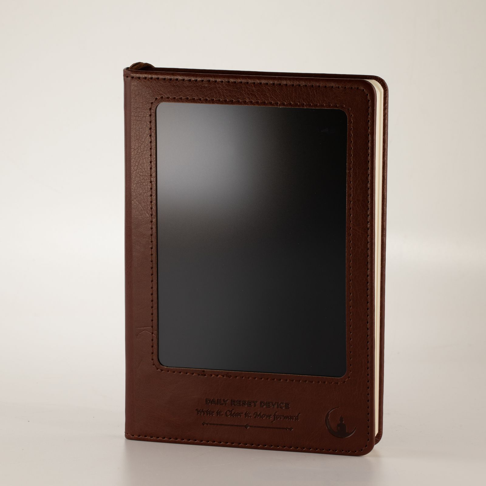 A5 Cuaderno de Intención - Pantalla LCD de limpieza - Efecto cuero marrón - 80 hojas - Imagen 8