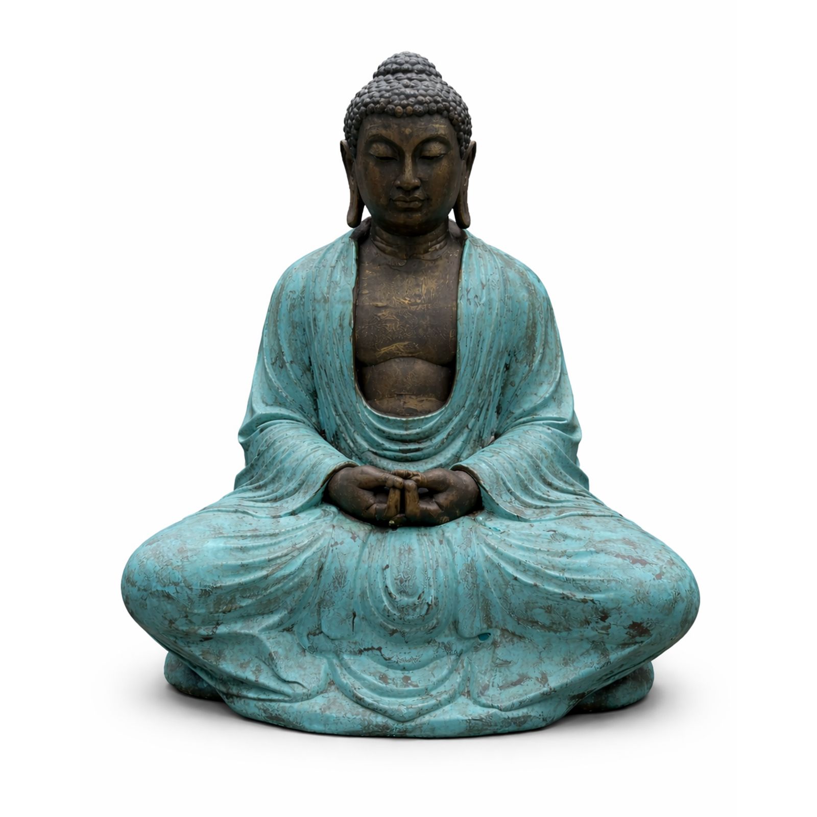 Buda tailandés grande de turquesa y piedra - 0.96m