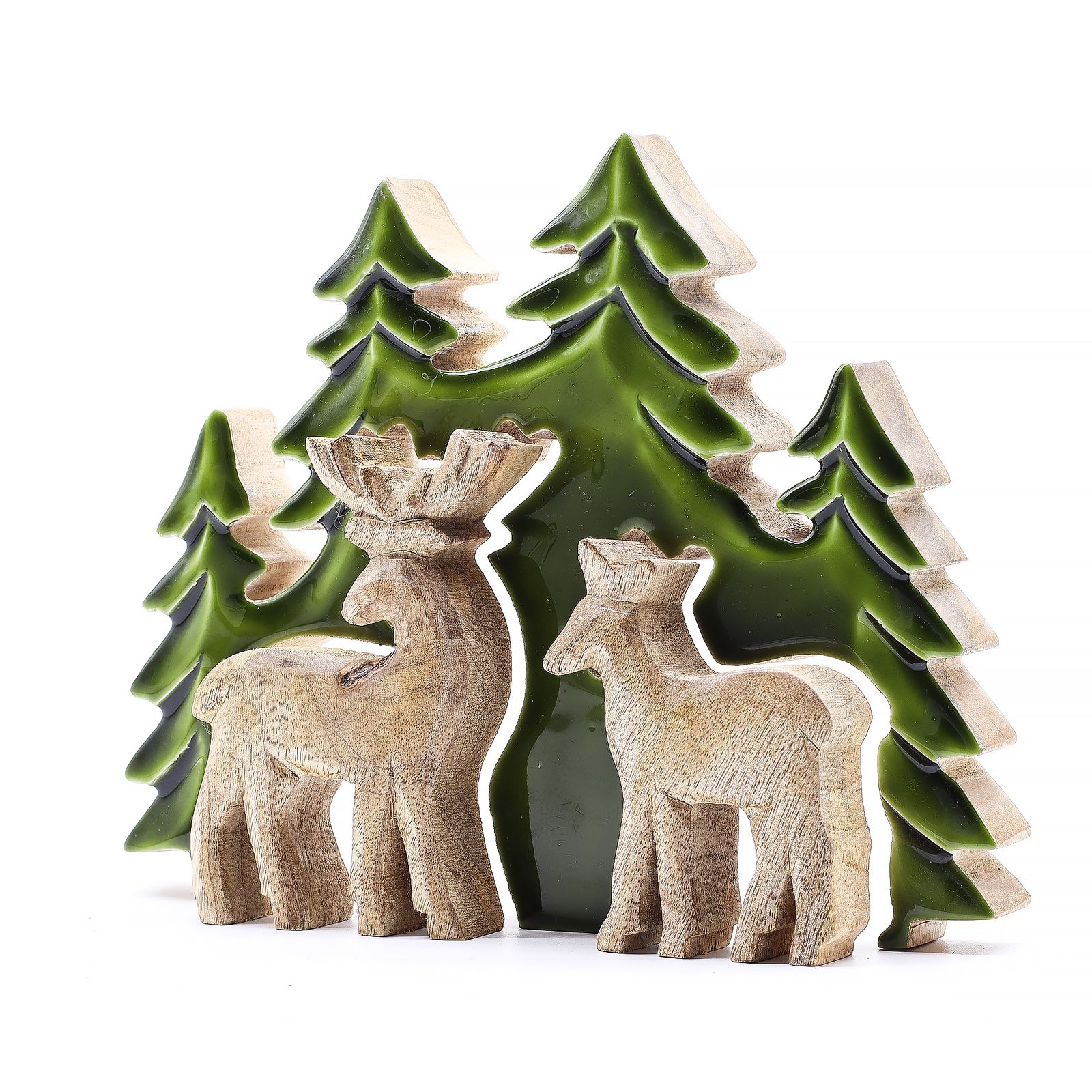 Perdido en el bosque - Dos ciervos en el bosque Decoración de madera 3D - 18x23cm - Imagen 2