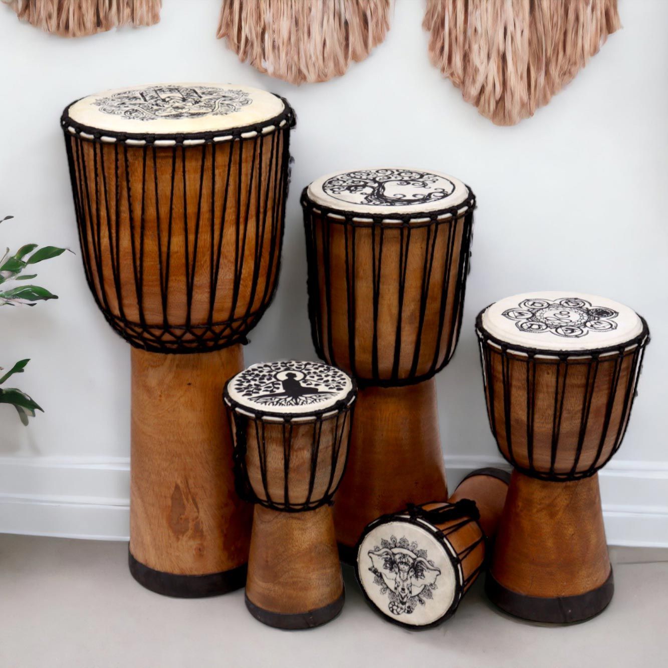 Tambor Djembe hecho a mano con tapa ancha - 20cm - Imagen 2