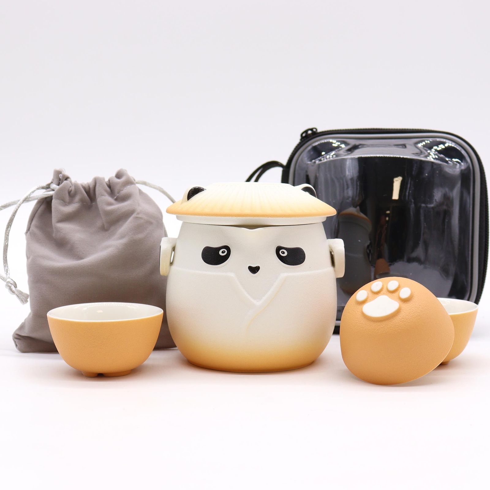 Juego de tetera Panda y tres tazas - Naranja - Imagen 2