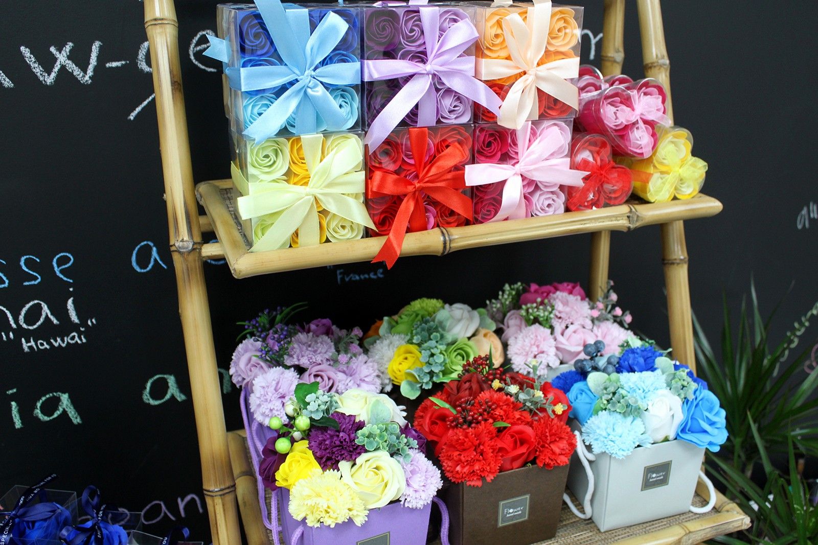 Set de 9 flores de Jabón - rosas melocotón - Imagen 4