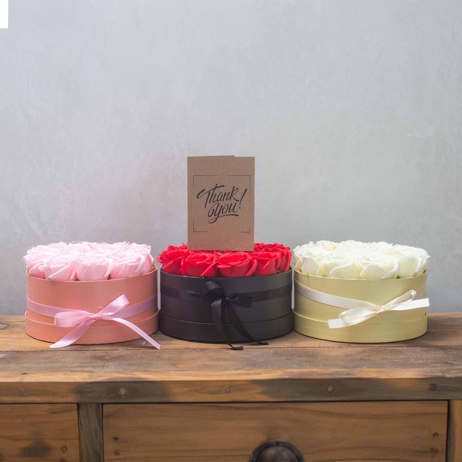Caja de Regalo - Flor de Jabón 9 Rosas Rosas - cuadrado - Imagen 4
