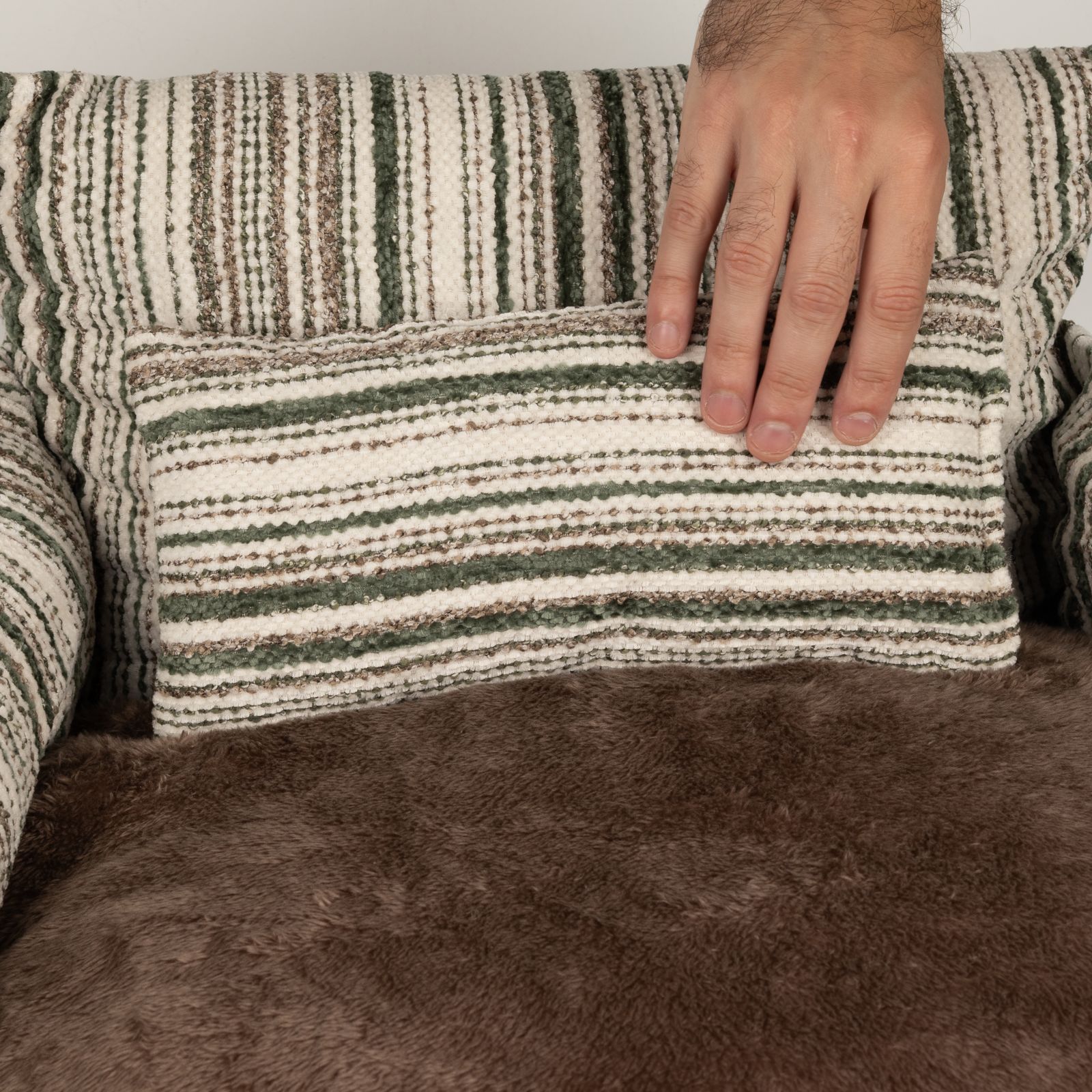 PAW Bed – Sofá Mediano – Rayas Marrones – 60 × 60 × 28 cm - Imagen 2