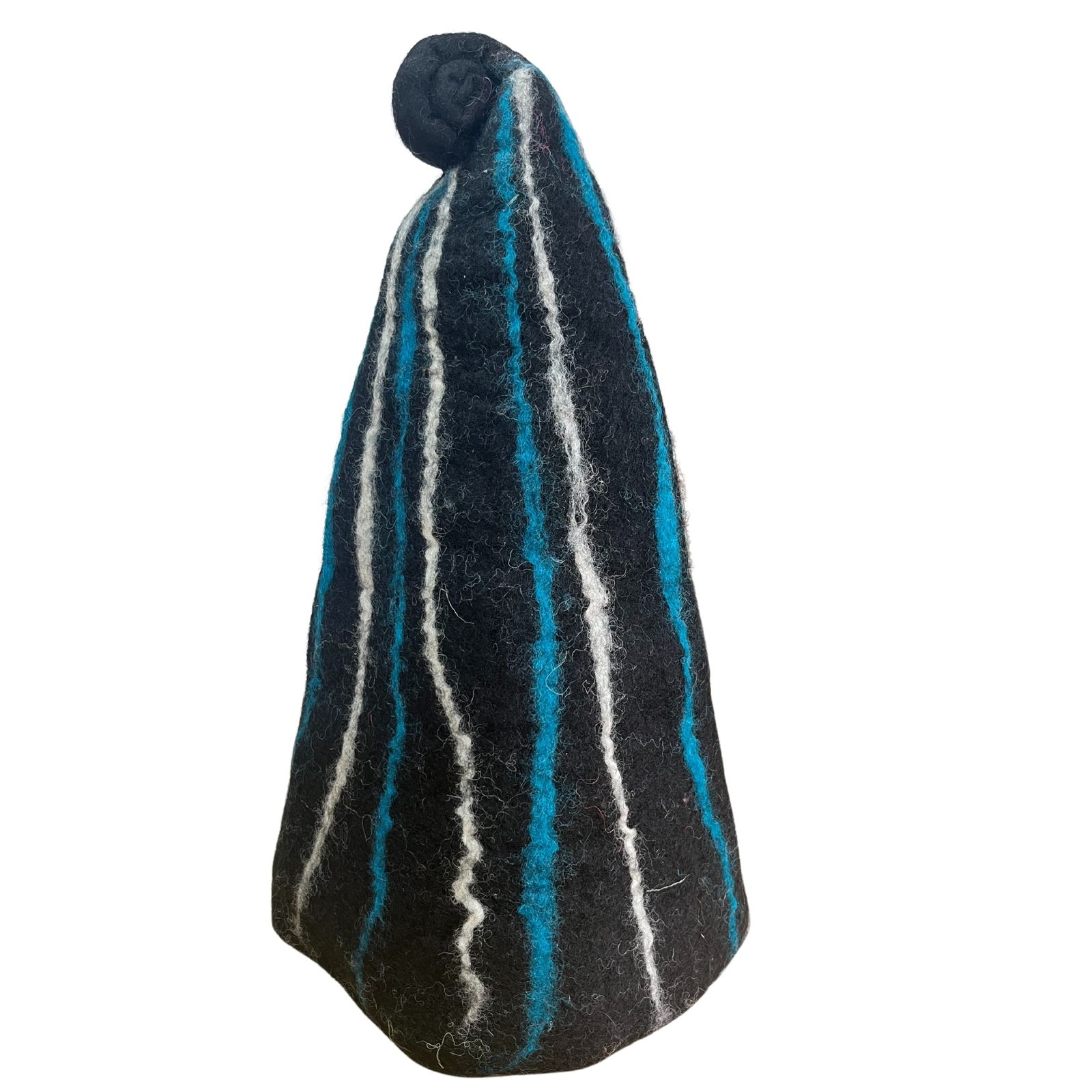 Sombrero de mago de sauna de fieltro - Rayas negras y azules - Imagen 2