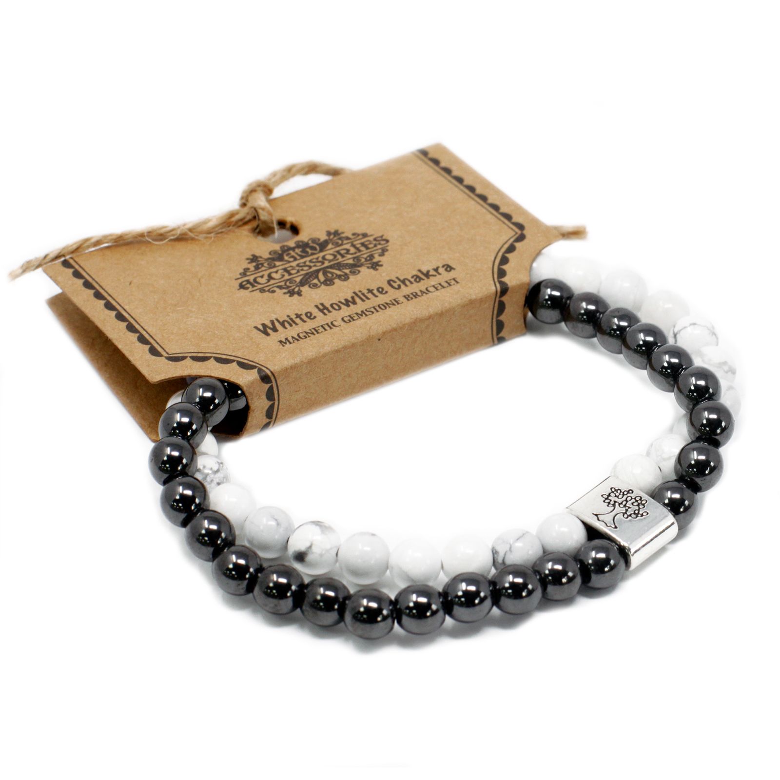 Pulsera de Piedras Preciosas Magnéticas - Chakra Howlita Blanco - Imagen 6