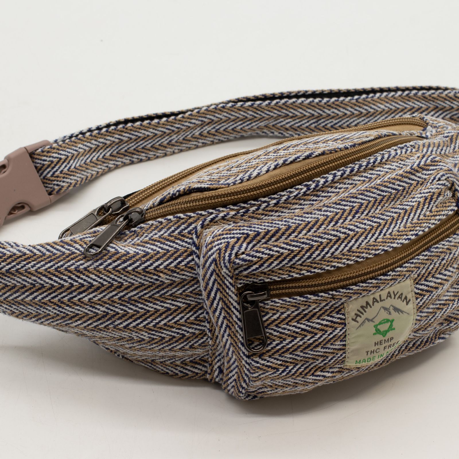 Bolso Tipo Cinturón de Estilo Cáñamo y Algodón (o Riñonera) - Azul - Imagen 2