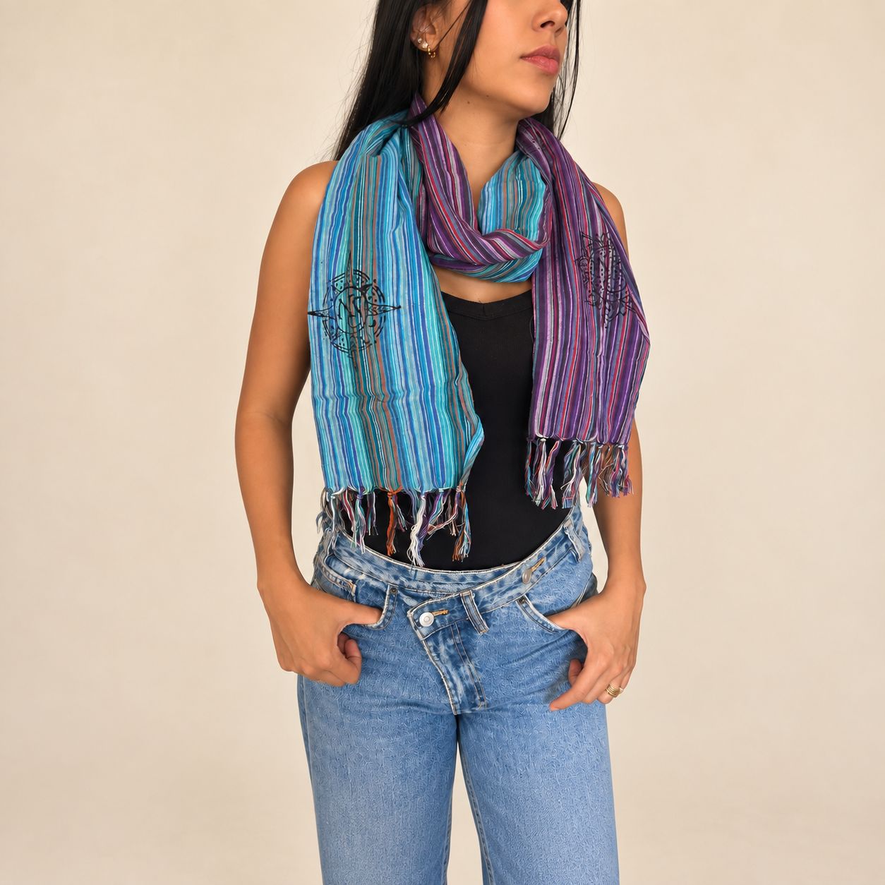 Nomad Sari - Bufanda de Bendición de Viaje - 170x50cm - Último Vuelo a Casa - Imagen 2