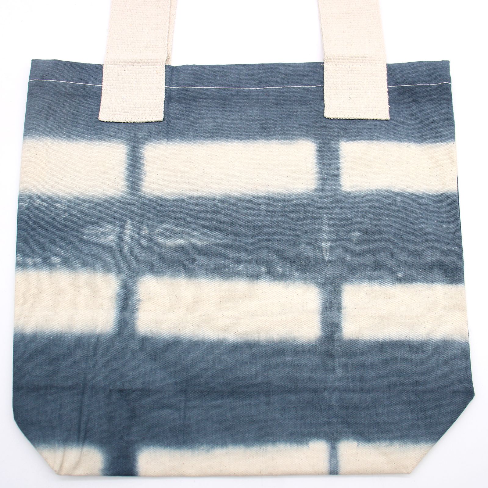 Bolsa de Algodon Natural con Diseño "Tie Dye" (220g)- 38x42x12cm - Rectángulos Grises - Asa Natural - Imagen 2