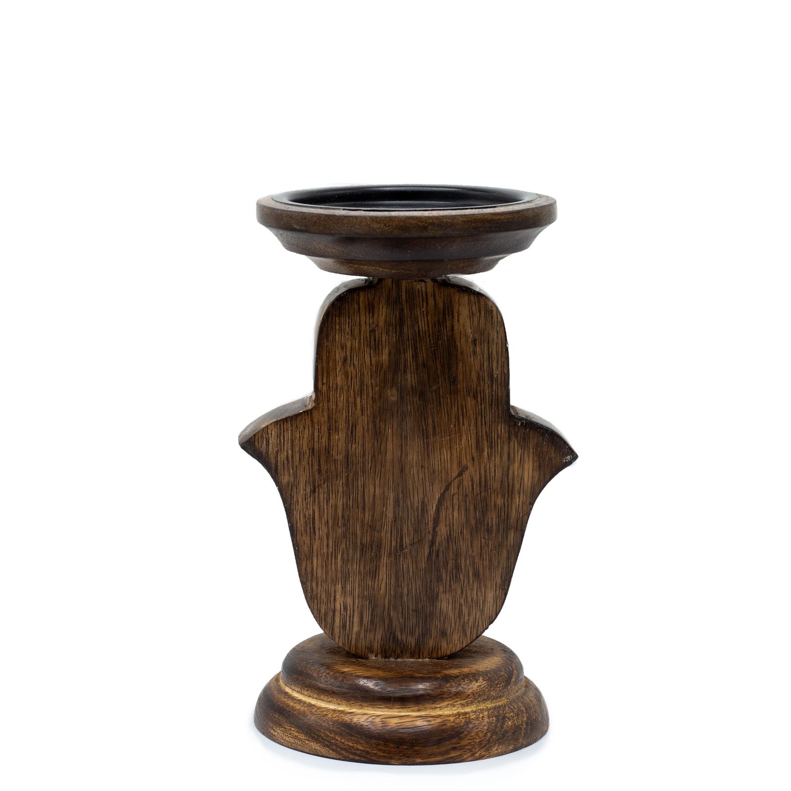 Candelabro de Madera de Mango - Hamsa - Pequeño 18x11cm - Imagen 4