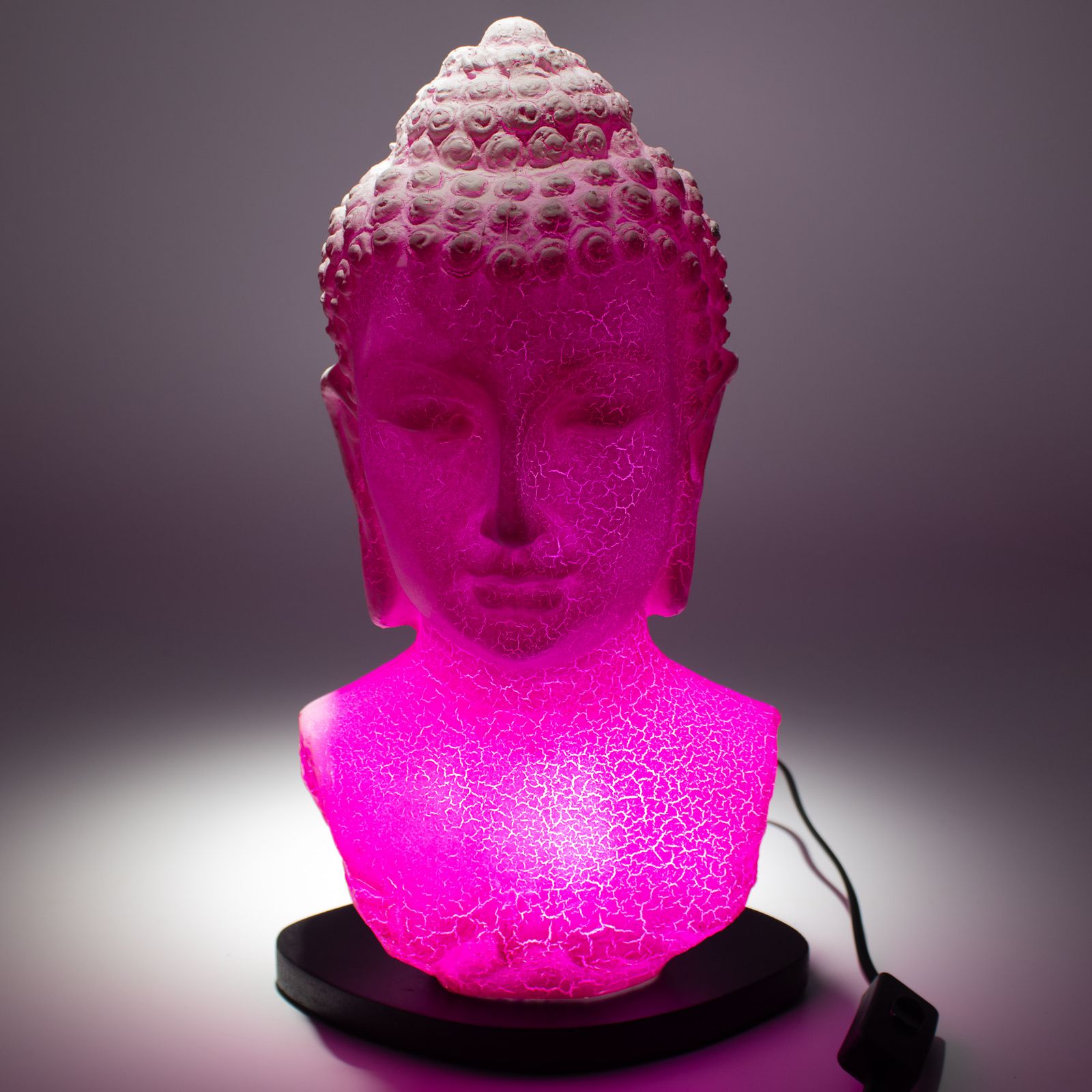 Lámpara de busto de Buda craquelado en color cereza - base oval - Imagen 3