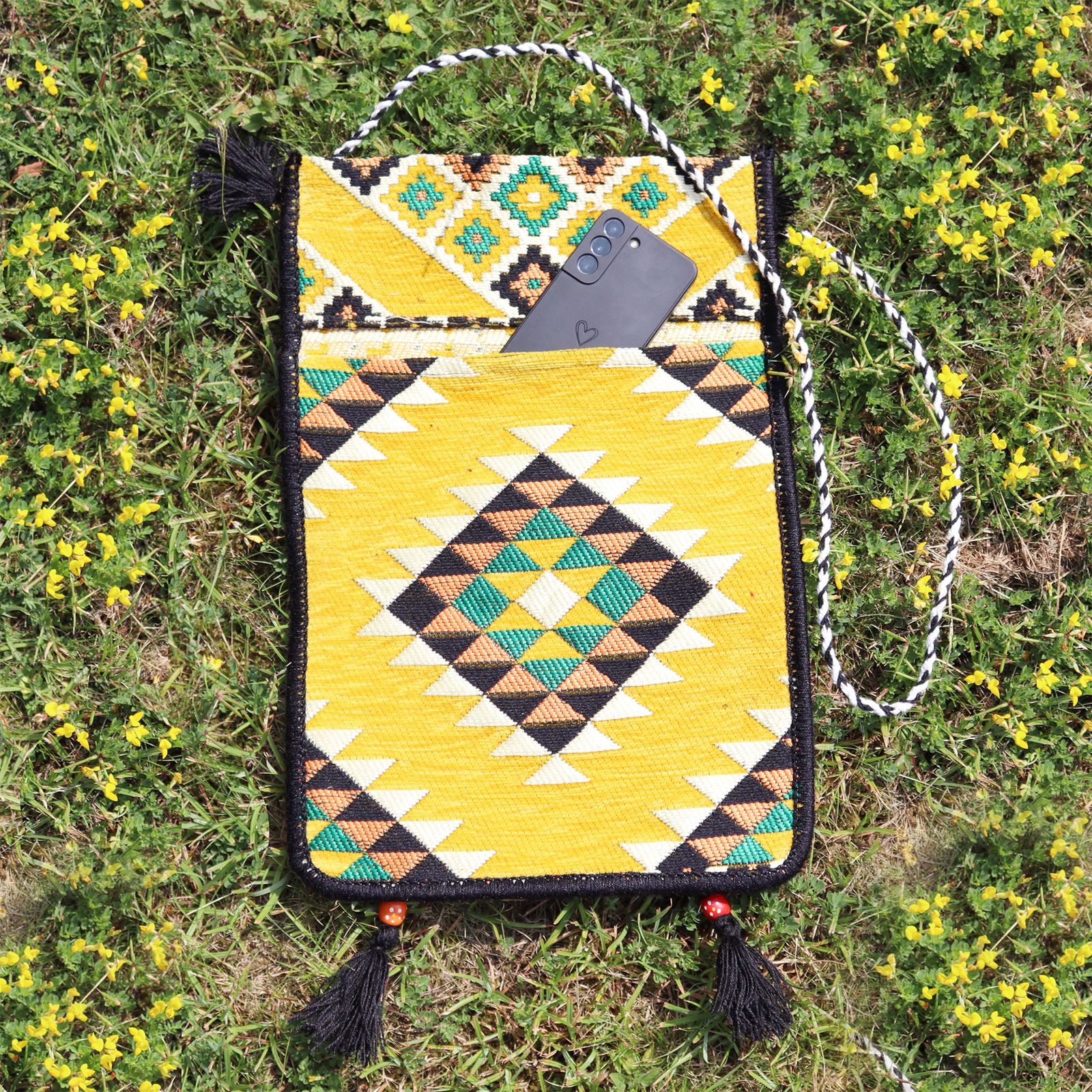 Bolsa Kilim Messenger Festival amarilla - Imagen 5