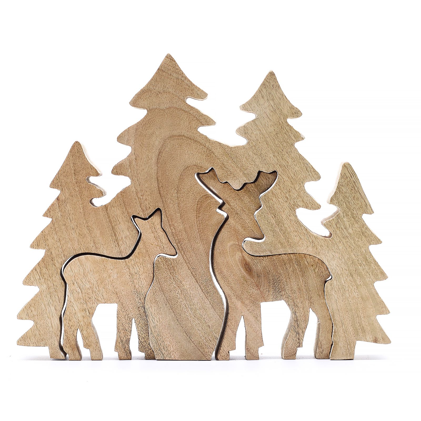 Perdido en el bosque - Dos ciervos en el bosque Decoración de madera 3D - 18x23cm - Imagen 3