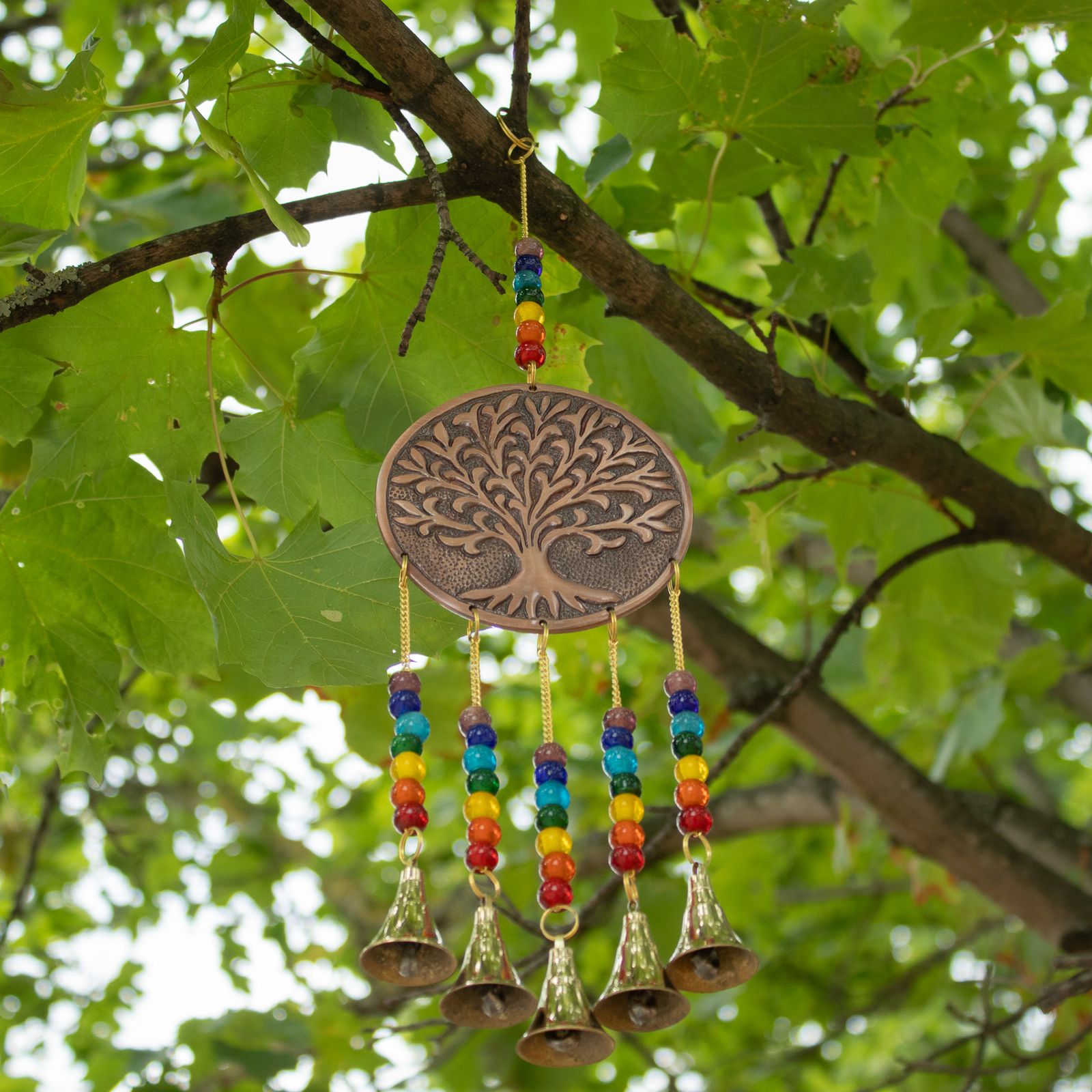 Campanas Indias - Arbol de la Vida Mediano - Chakra 5 Campanas - 10x36cm - Imagen 8