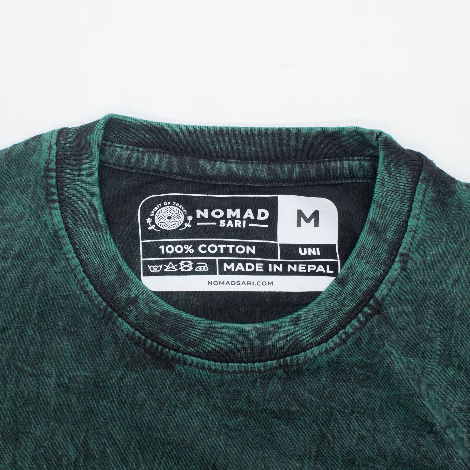 Nomad Sari Camiseta de algodón lavado a piedra - Árbol de la Vida - Verde - Mediano - Imagen 2