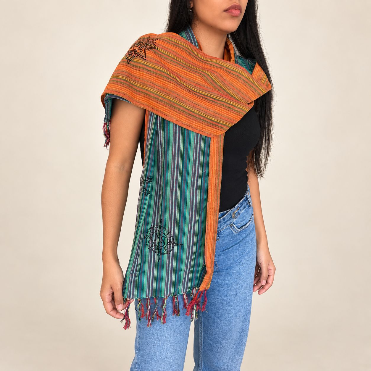 Nomad Sari - Bufanda de bendición de viaje - 170x50cm - Amanecer de los peregrinos - Imagen 2