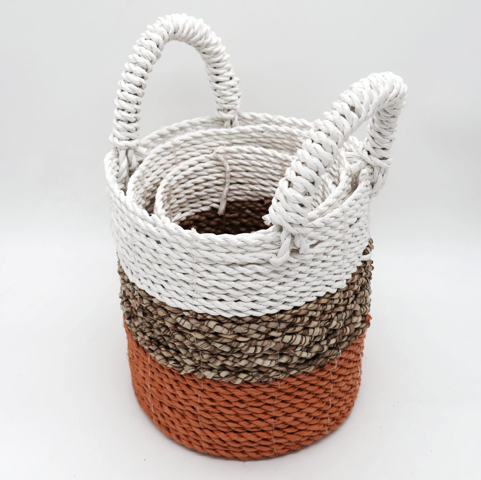 Juego de cestas de algas marinas - Naranja/Natural/Blanco - Imagen 6