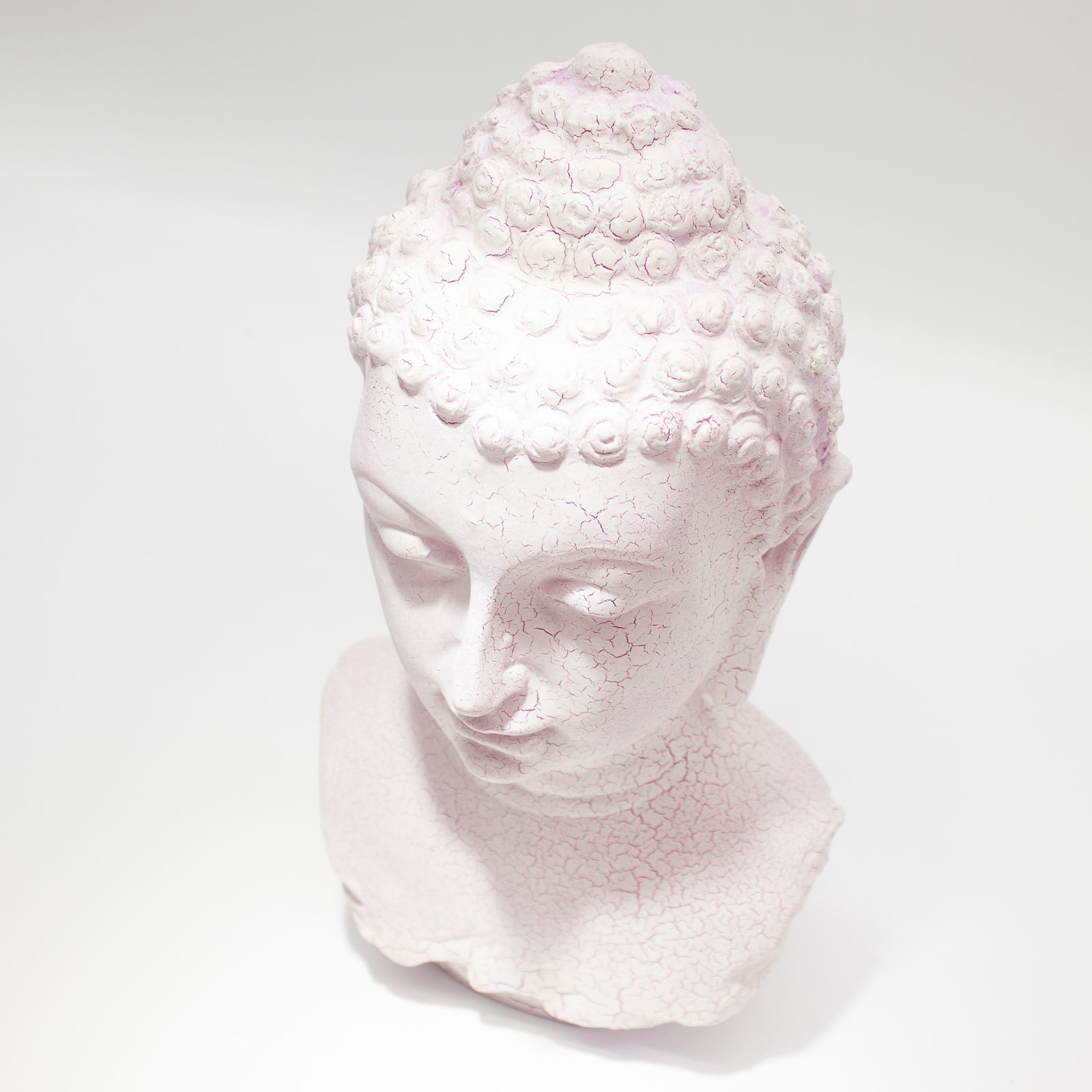Lámpara de busto de Buda craquelado en color cereza - base oval - Imagen 4