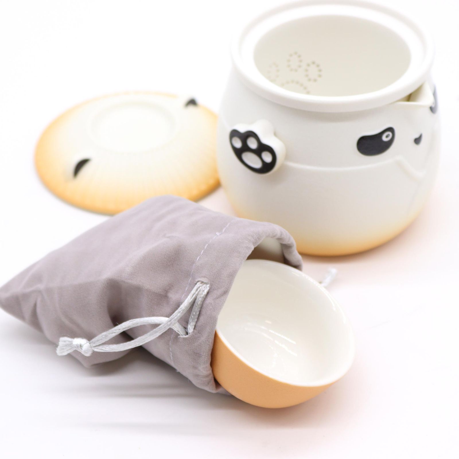 Juego de tetera Panda y tres tazas - Naranja - Imagen 6