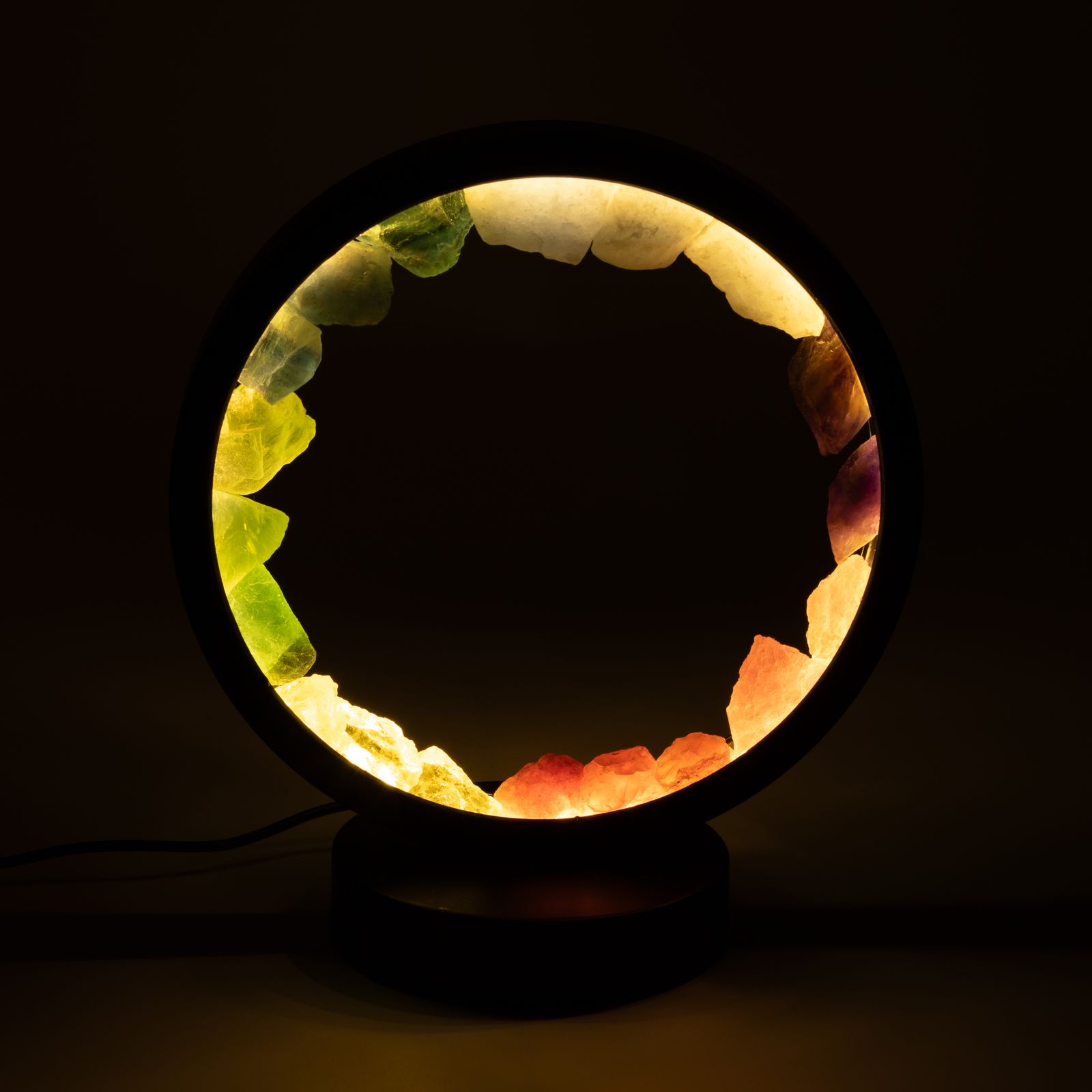 Lámpara con halo de piedras preciosas - 7 chakras - 7 gemas - Imagen 4
