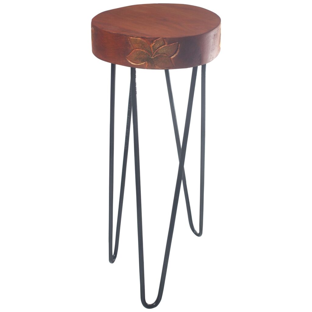 Soporte para plantas de madera de Albasia - Terracota y detalle negro