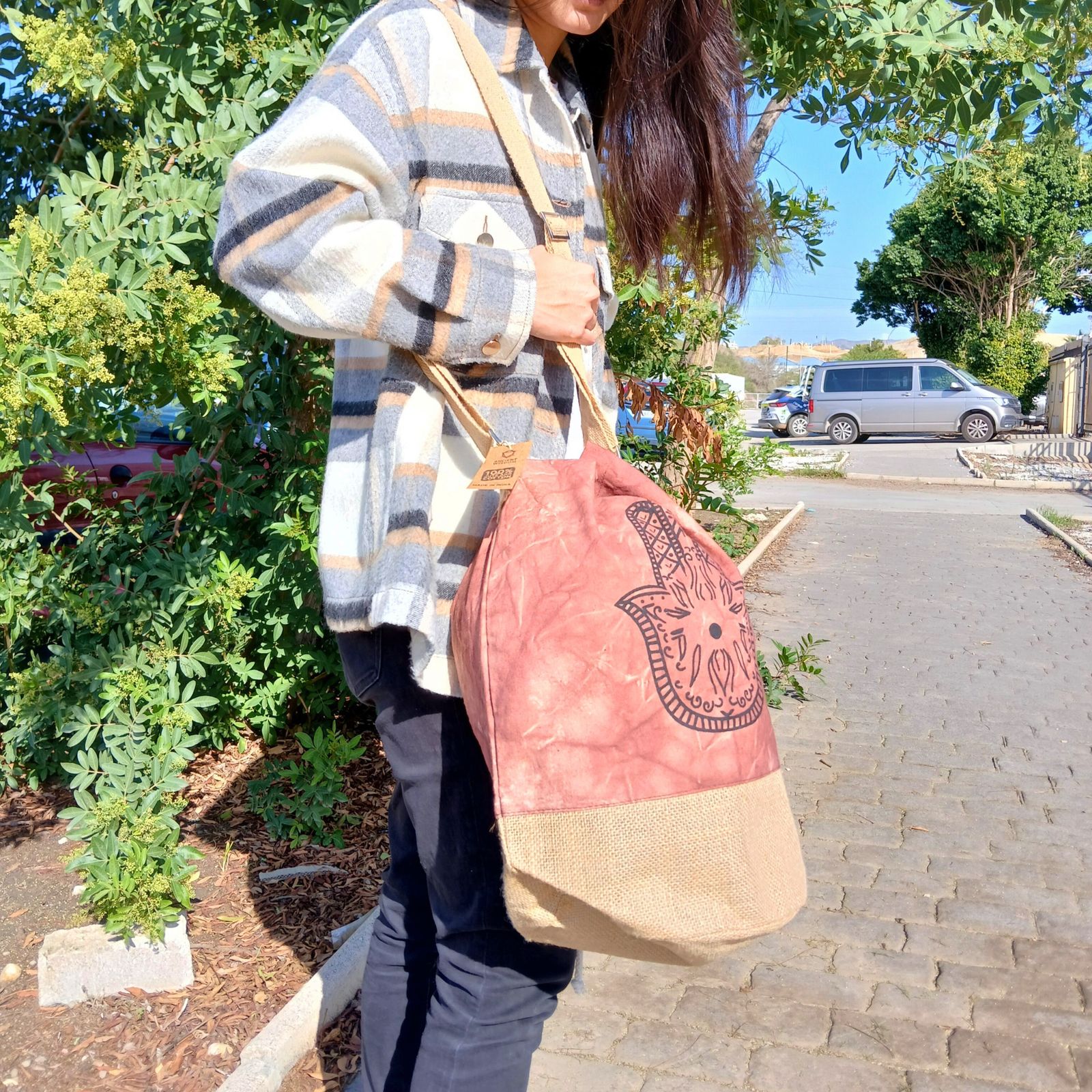 Mochila 100% Natural - Efecto Lavado Terracota - Hamsa - Imagen 5