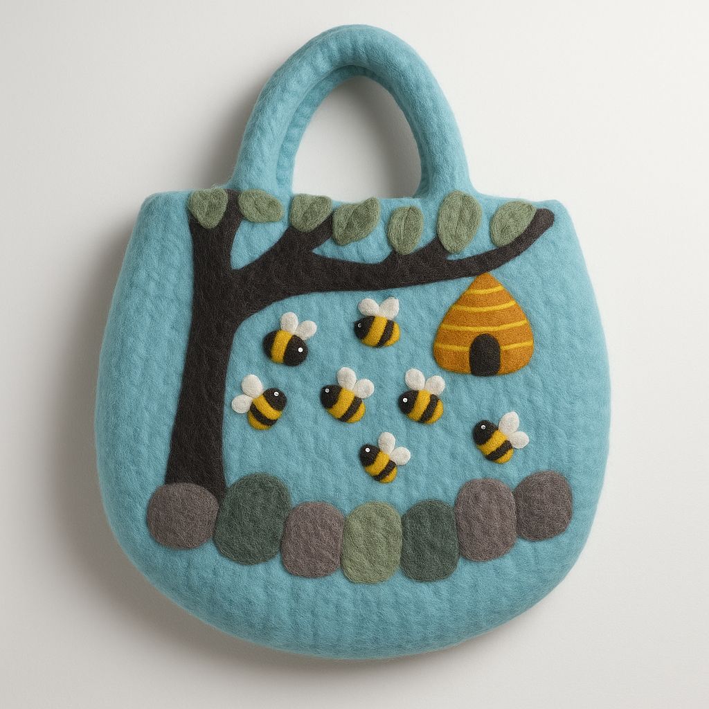 Bolsa de fieltro con forma de árbol y colmena - 35 x 27 cm - Imagen 2