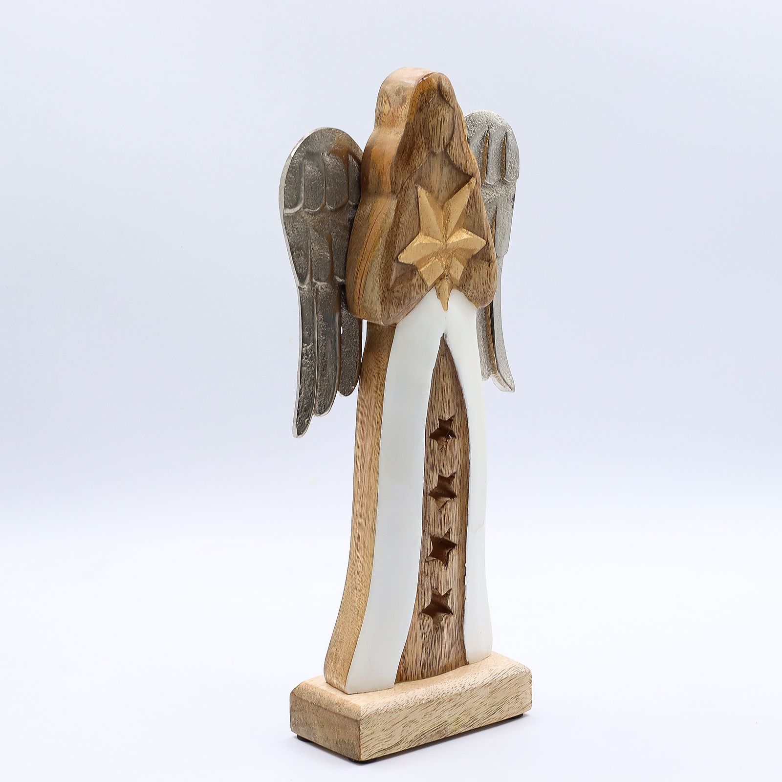 Gran estrella de madera de mango, alas de ángel metálicas y detalle esmaltado - Imagen 2