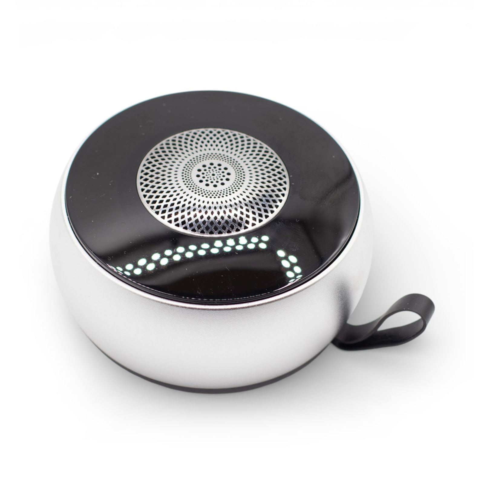 Altavoz mini plateado con efecto de iluminación Mandela