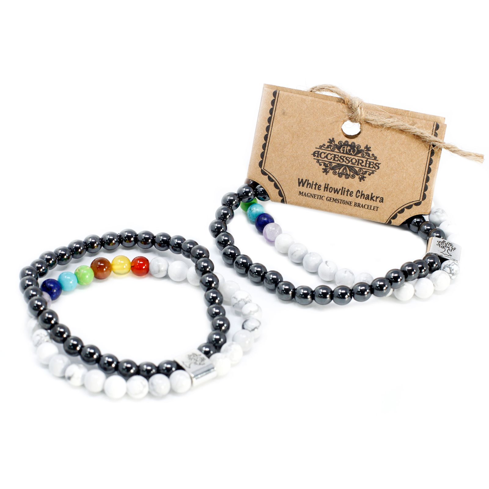 Pulsera de Piedras Preciosas Magnéticas - Chakra Howlita Blanco - Imagen 5