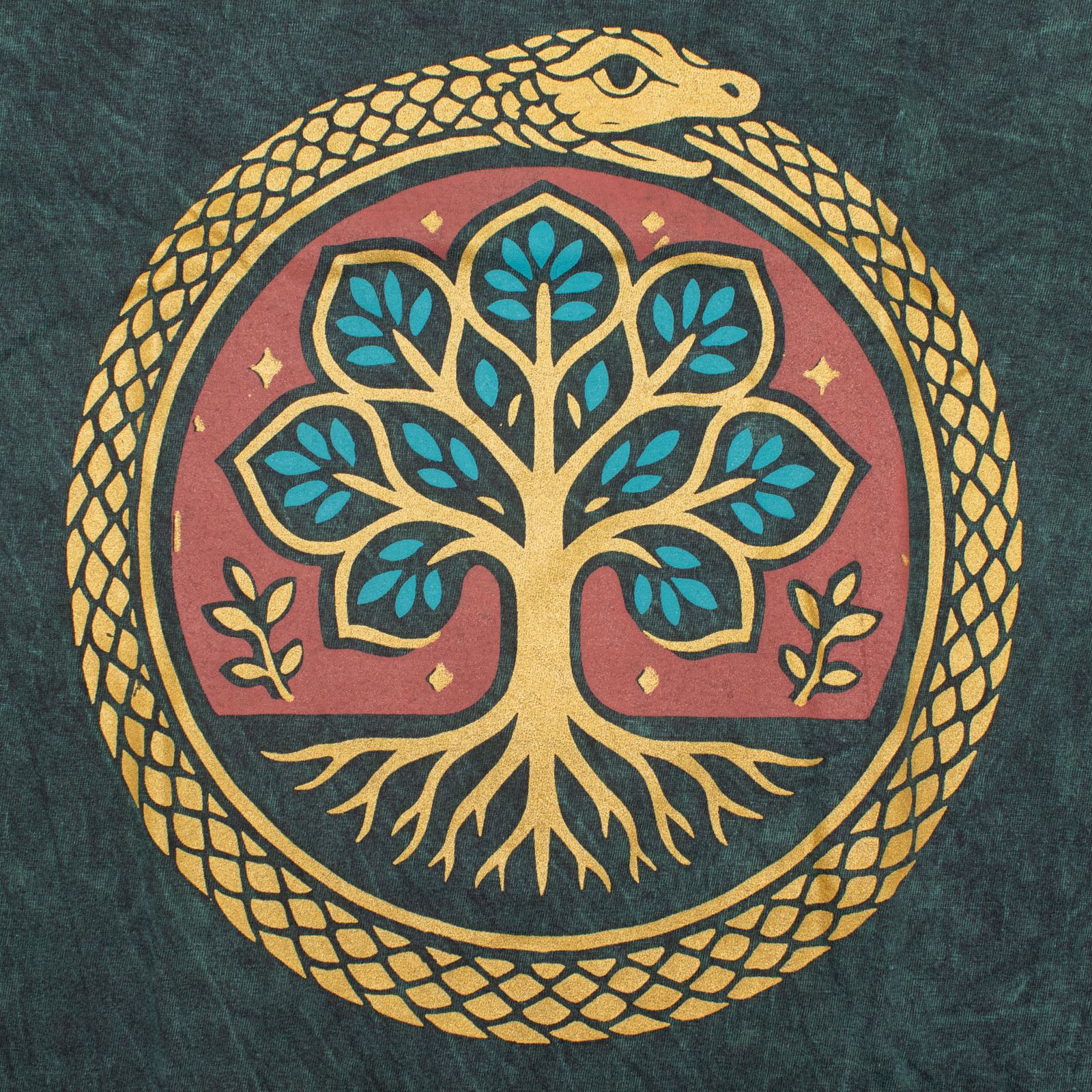 Nomad Sari Camiseta de algodón lavado a piedra - Árbol de la Vida - Verde - Mediano - Imagen 6