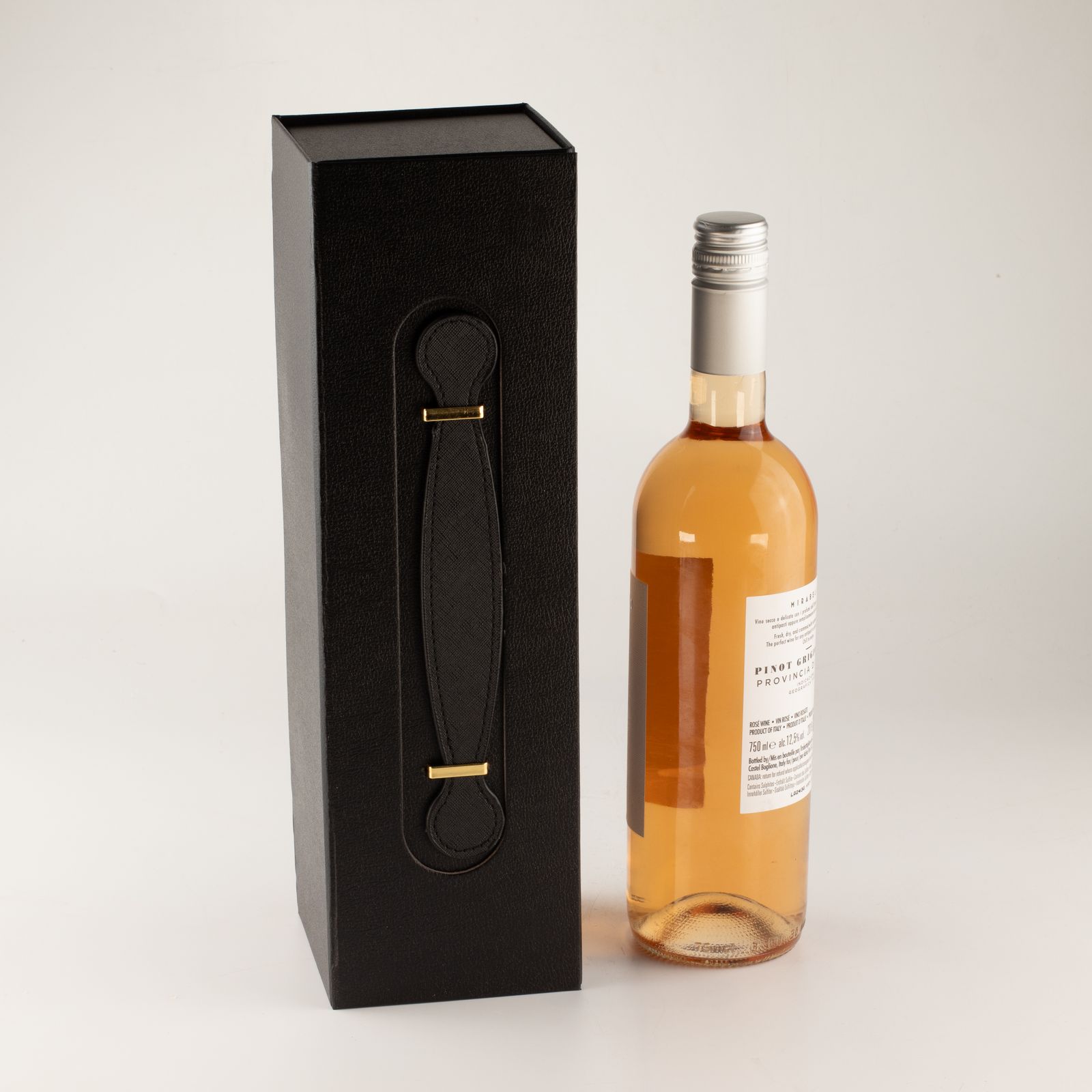 Caja de regalo plegable - Con forma de caja de vino (33.5x10x10.5cm) - Negro - Imagen 5