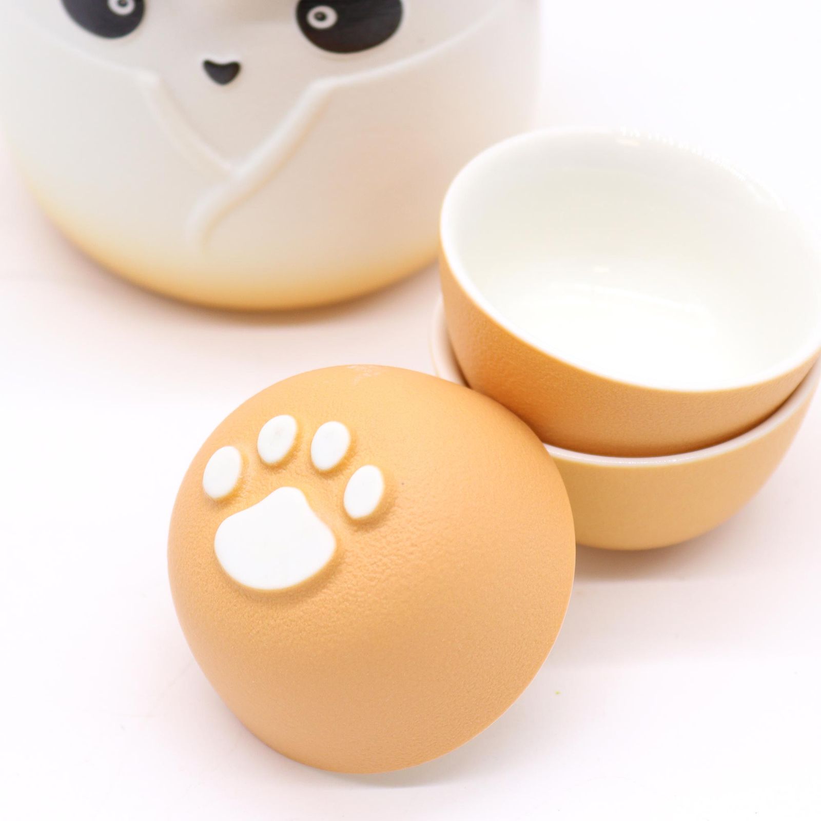 Juego de tetera Panda y tres tazas - Naranja - Imagen 5