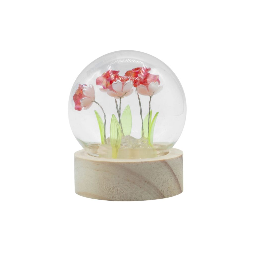 Domo de jardín Floral Glow - 5 rosas rojas - Batería LED