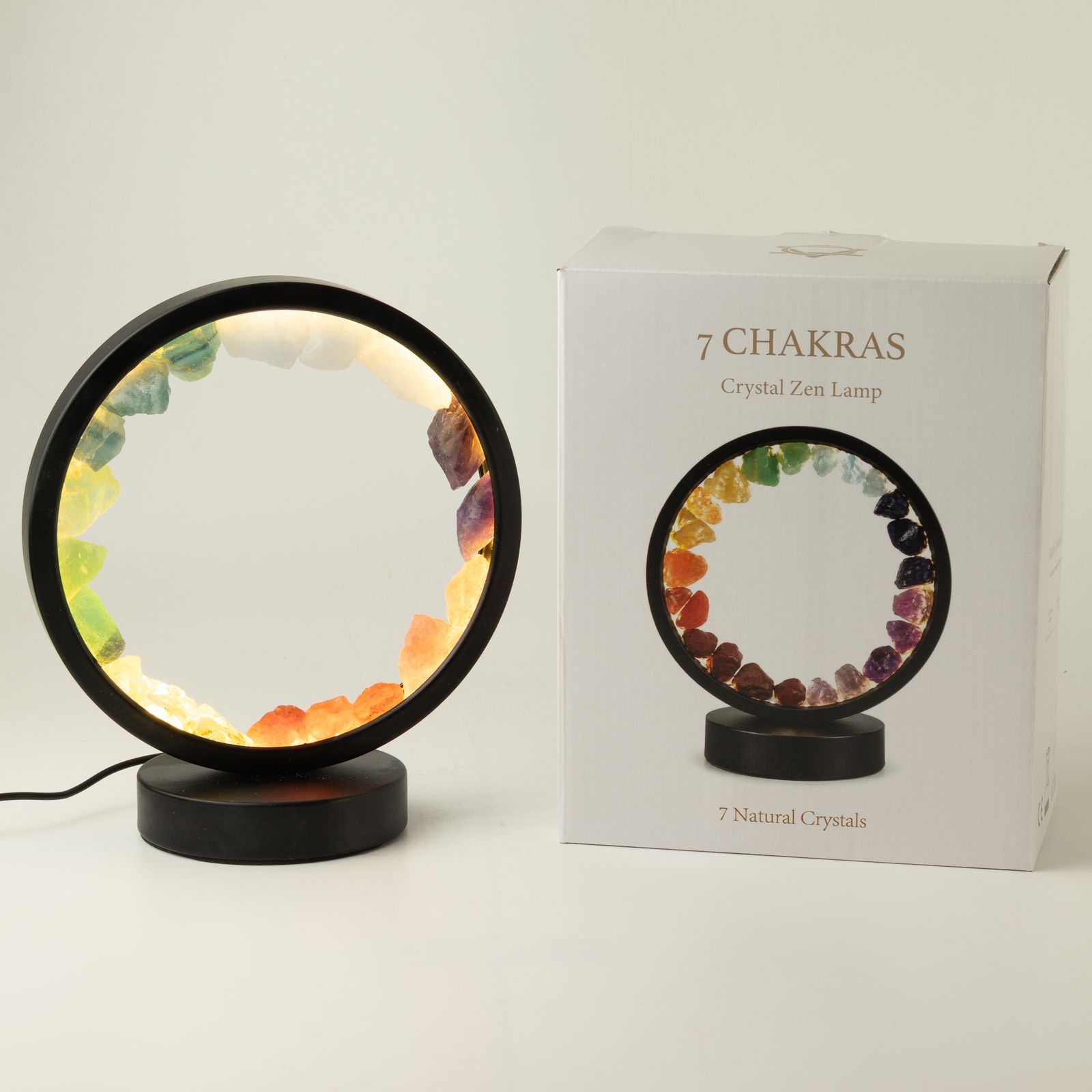 Lámpara con halo de piedras preciosas - 7 chakras - 7 gemas - Imagen 3