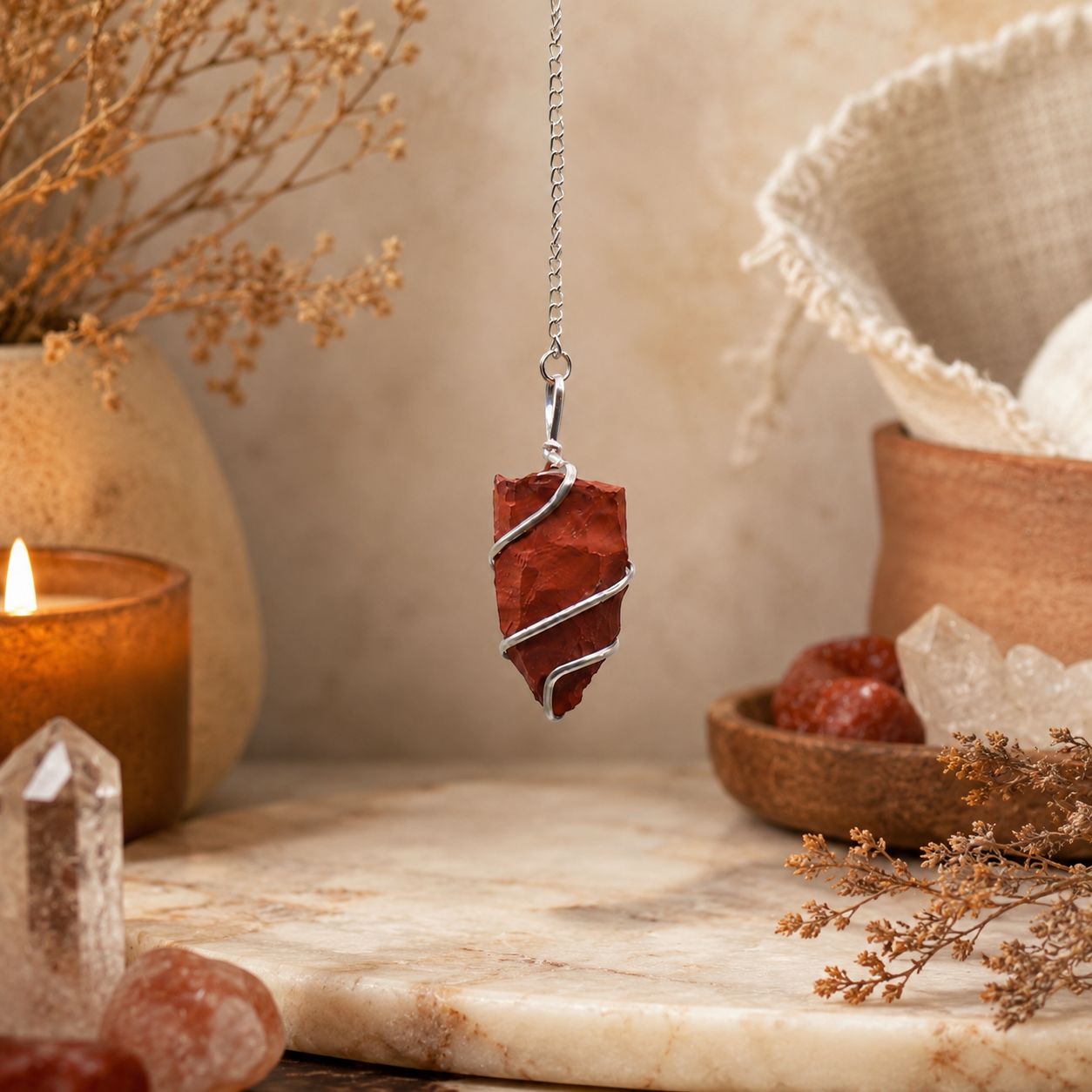 Raw Gemstone Pendulum - Red Jasper - Imagen 4