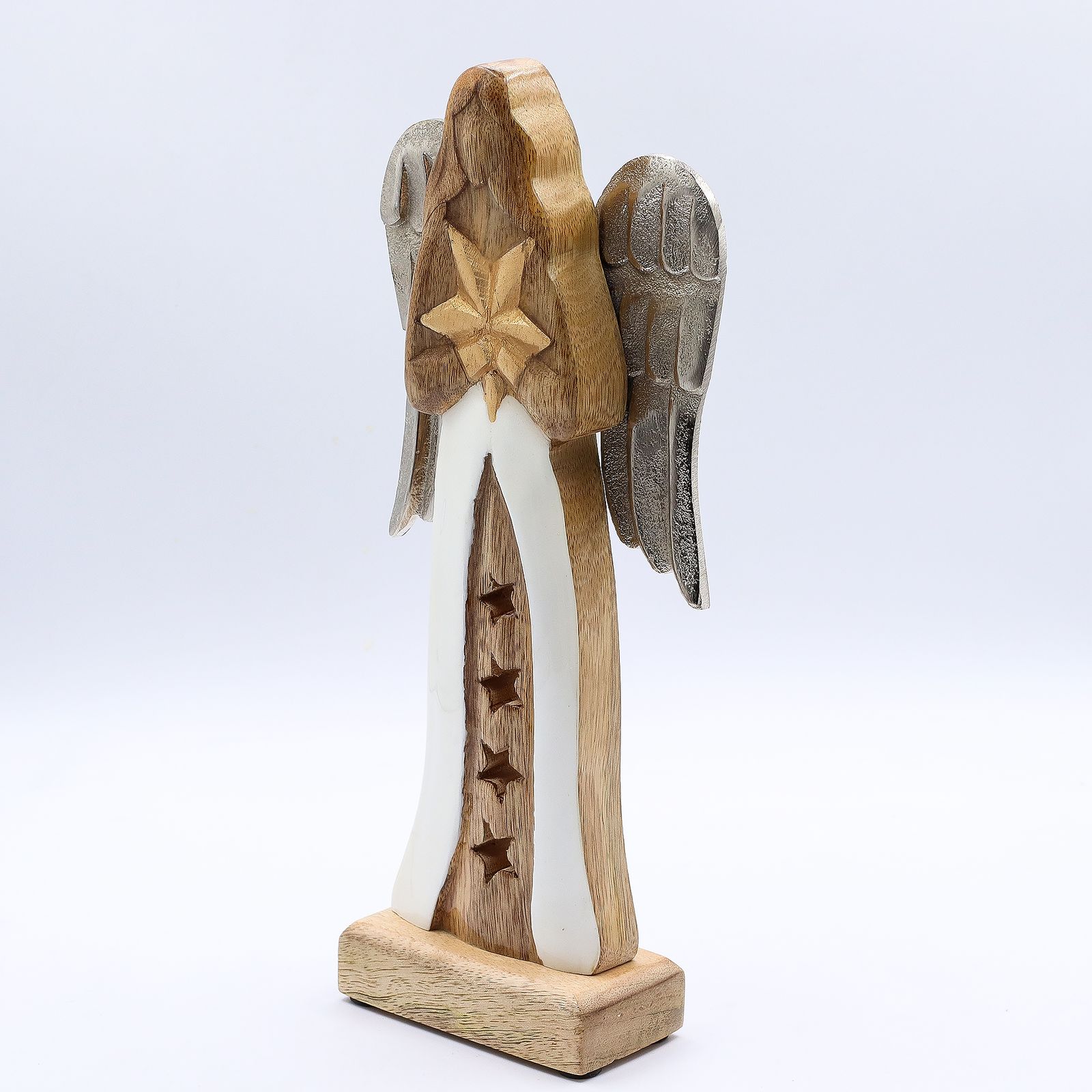 Gran estrella de madera de mango, alas de ángel metálicas y detalle esmaltado - Imagen 3