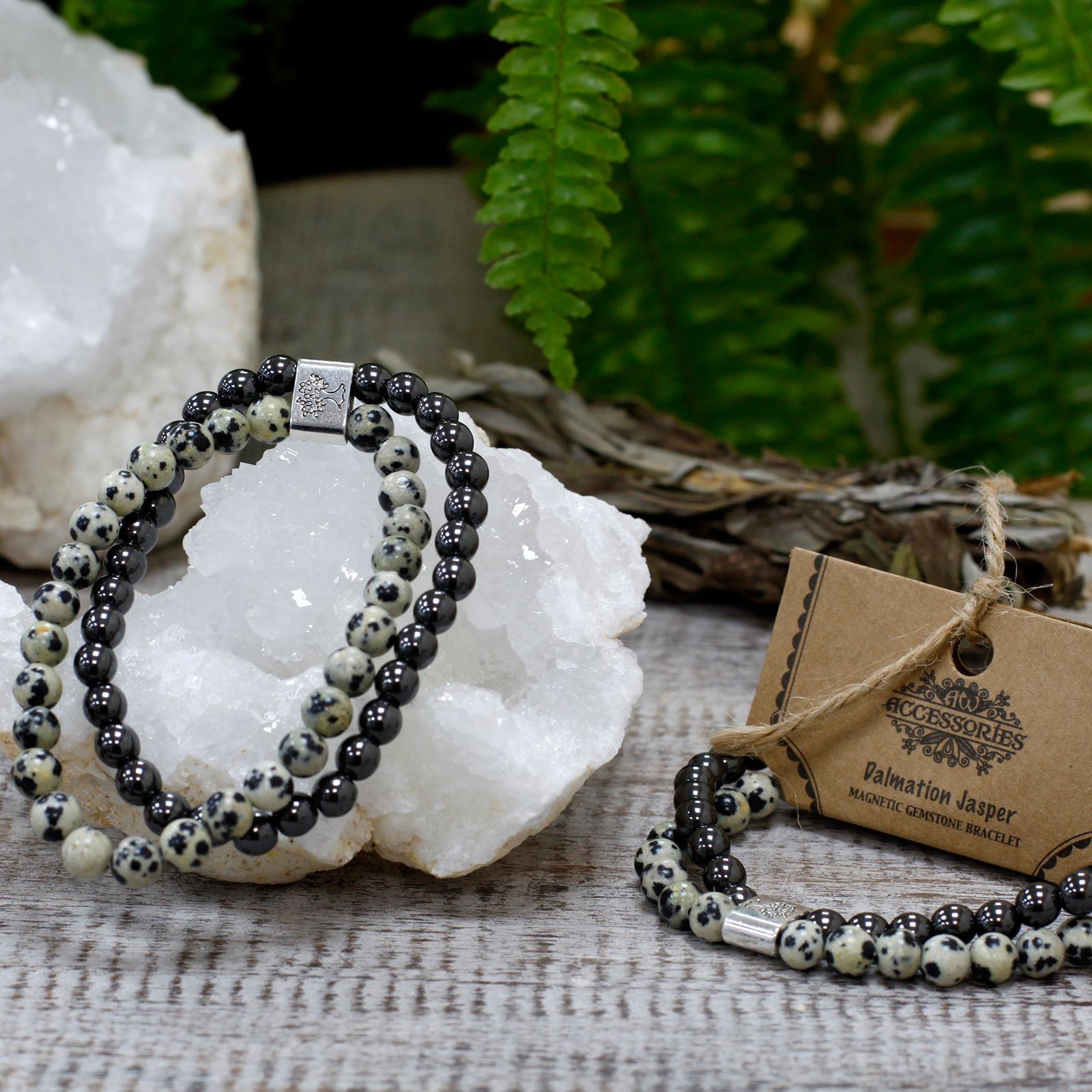 Pulsera de Piedras Preciosas Magnéticas - Jaspe Dálmata - Imagen 2
