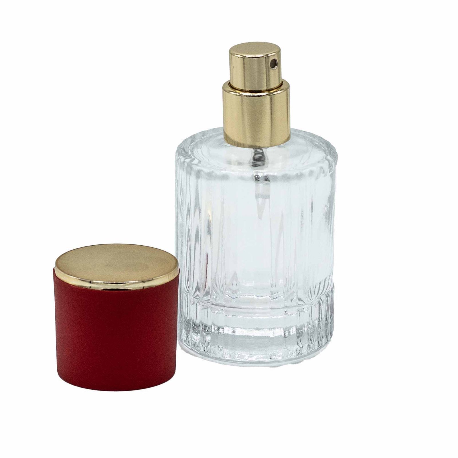 Frascos de vidrio para perfume con pulveridaor y tapa roja 30 ml - Imagen 2