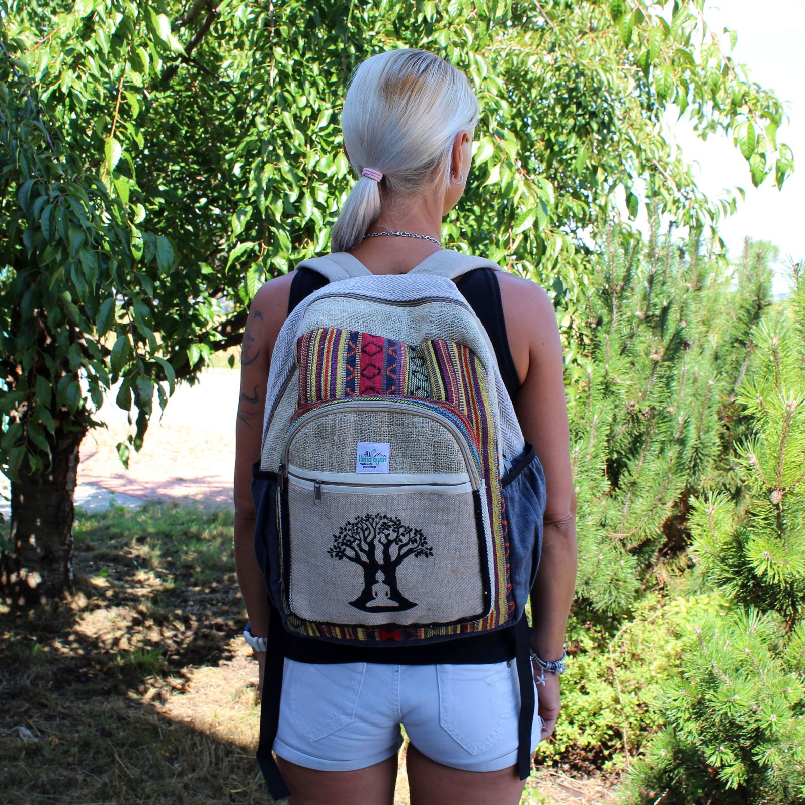 Mochila Grande De Cáñamo - Bohdi Tree Design - Imagen 2
