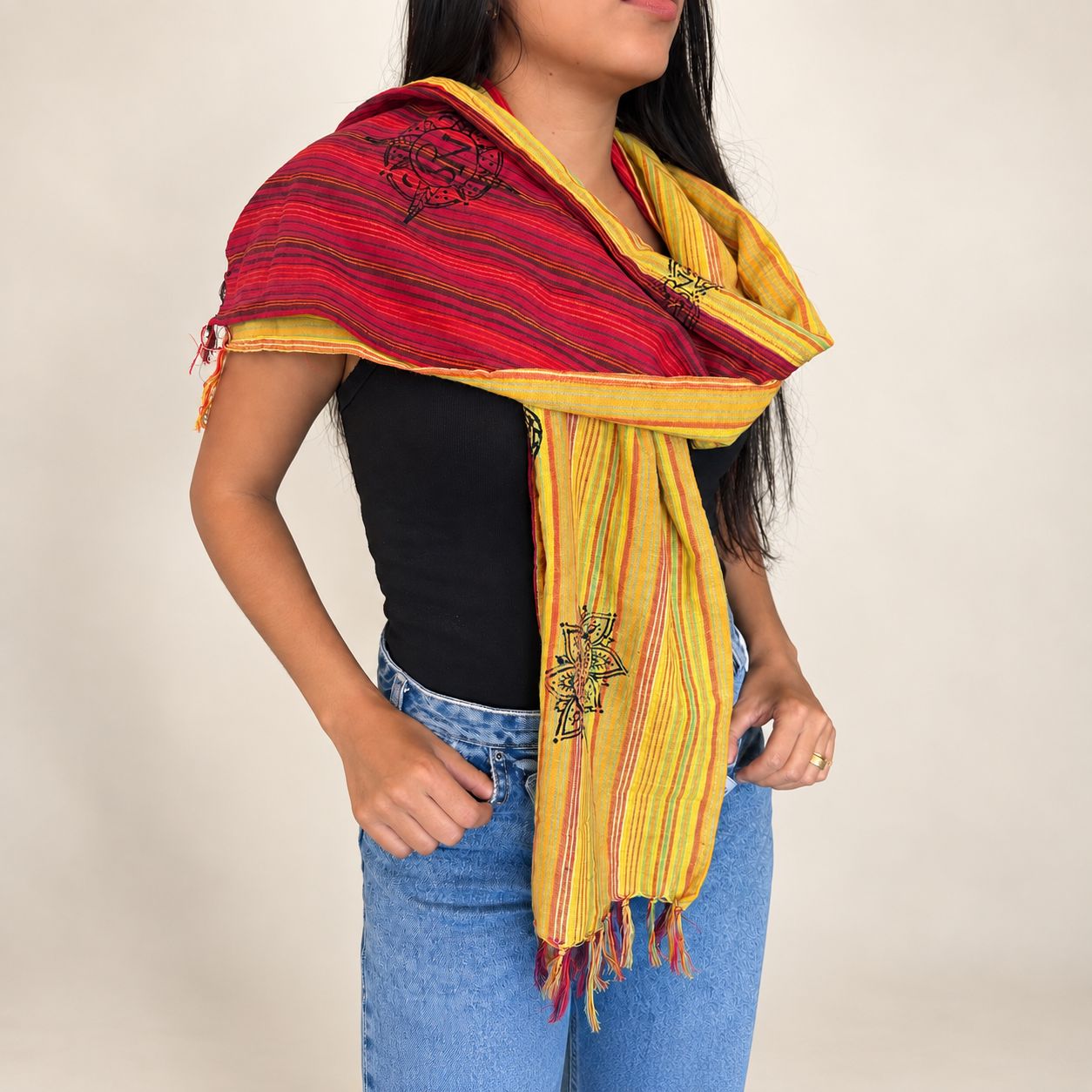 Nomad Sari - Bufanda de bendición de viaje - 170x50cm - Despedida de Katmandú - Imagen 2