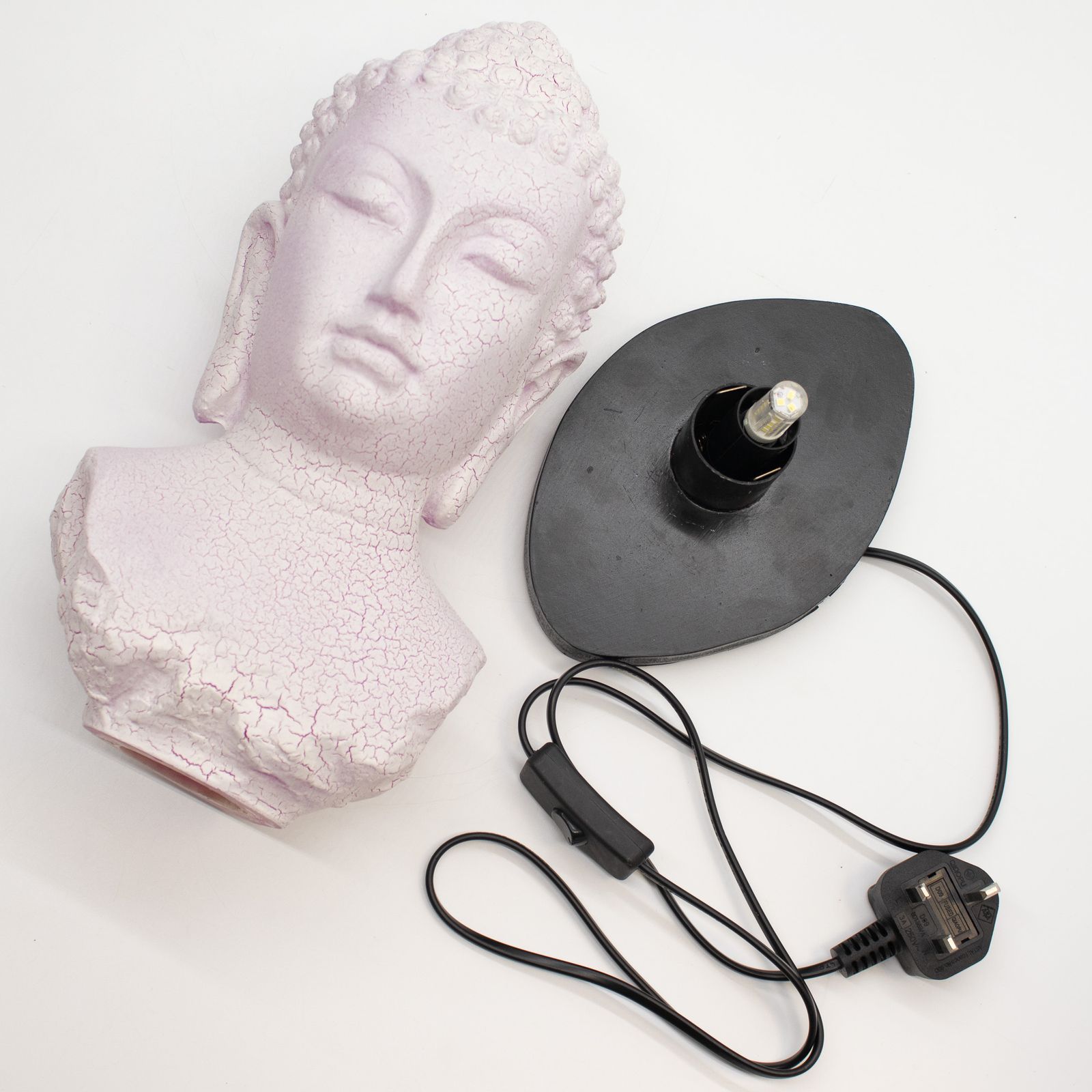 Lámpara de busto de Buda craquelado en color cereza - base oval - Imagen 6
