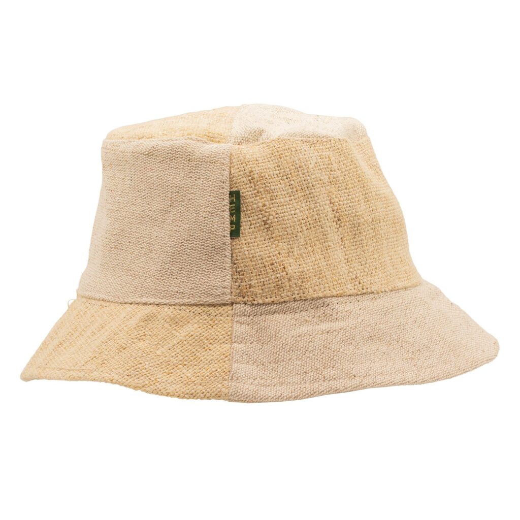 Sombrero de festival boho de cáñamo y algodón con parches - Natural