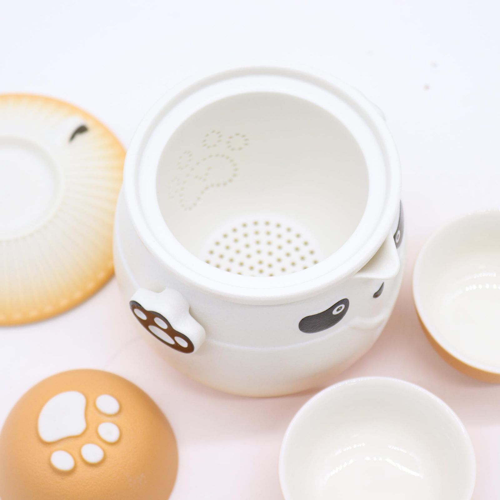 Juego de tetera Panda y tres tazas - Naranja - Imagen 4