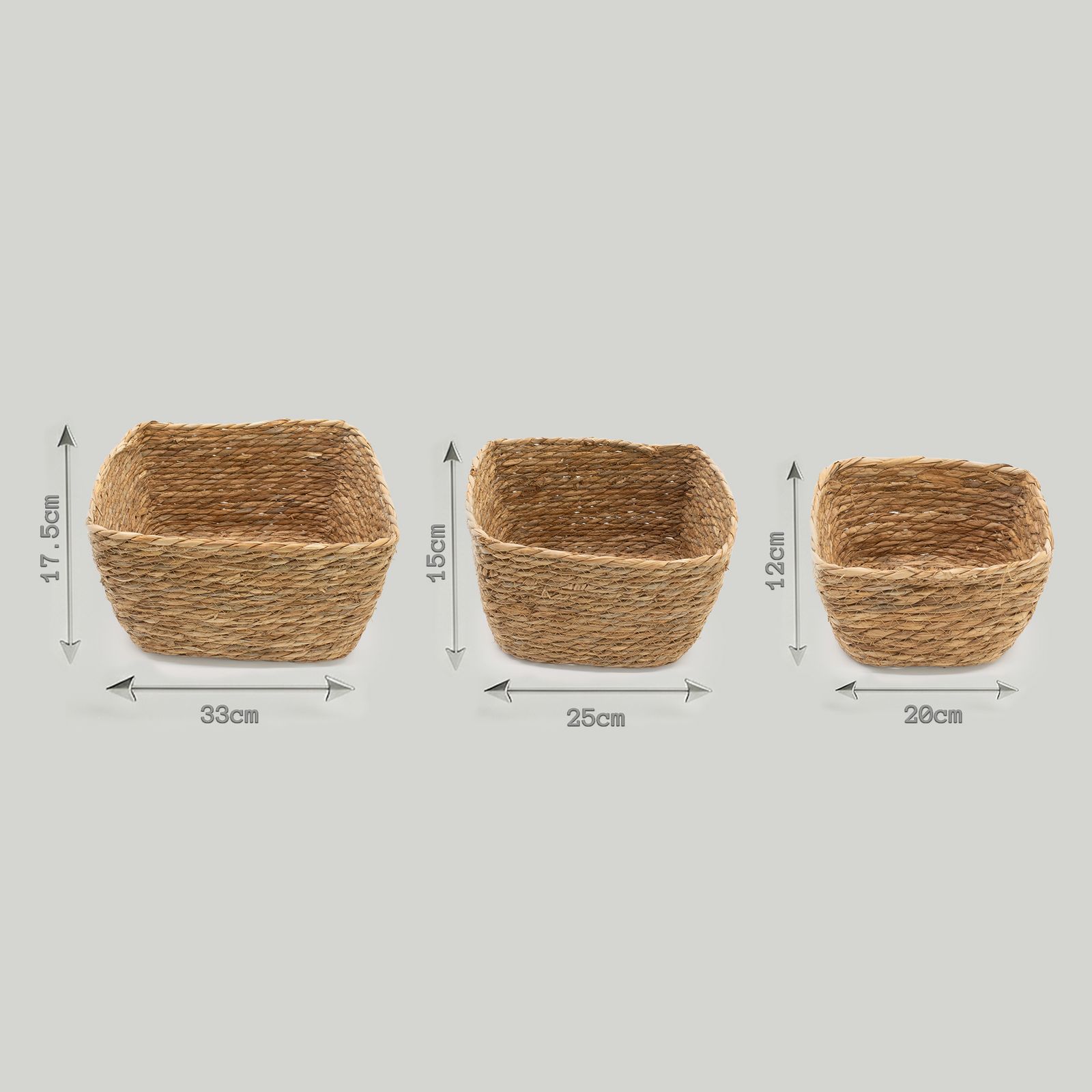 Cestas cuadradas de hierba marina - Natural - Juego de 3 - Imagen 8