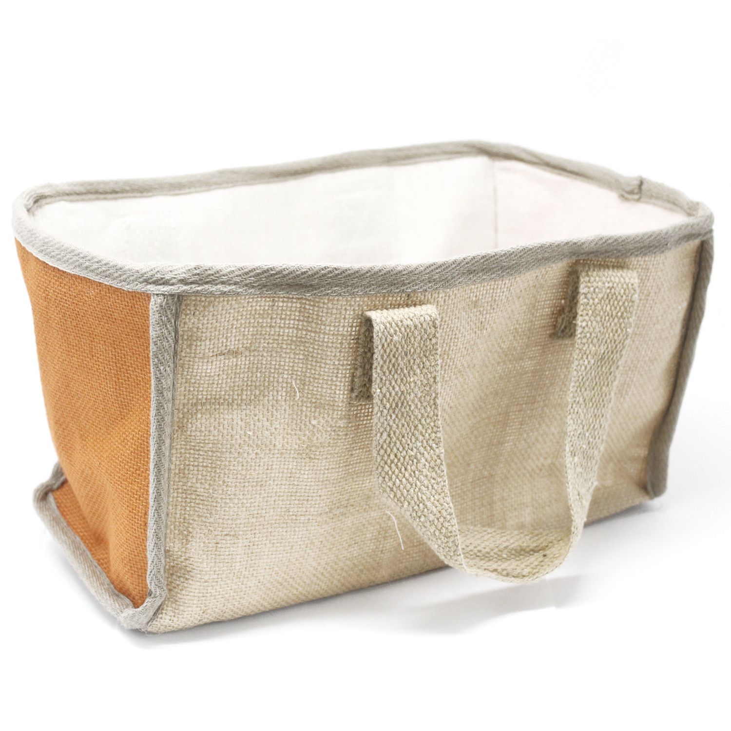Cesta grande de yute - 33x18x20cm - Naranja - Imagen 2