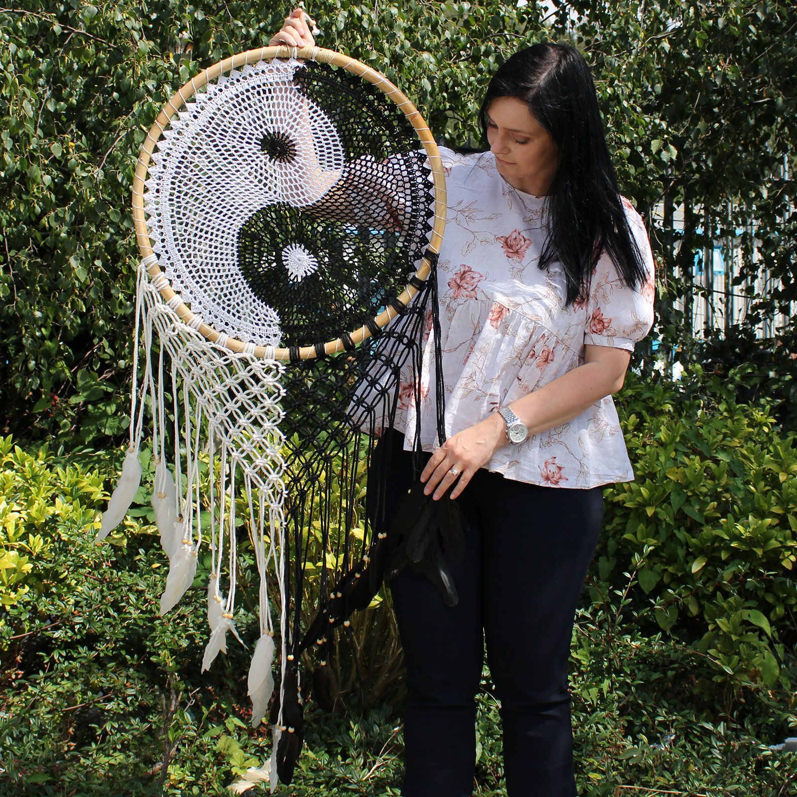 Bali Dreamcatchers - Extra Large Ying Yang D: 50cm - Imagen 5